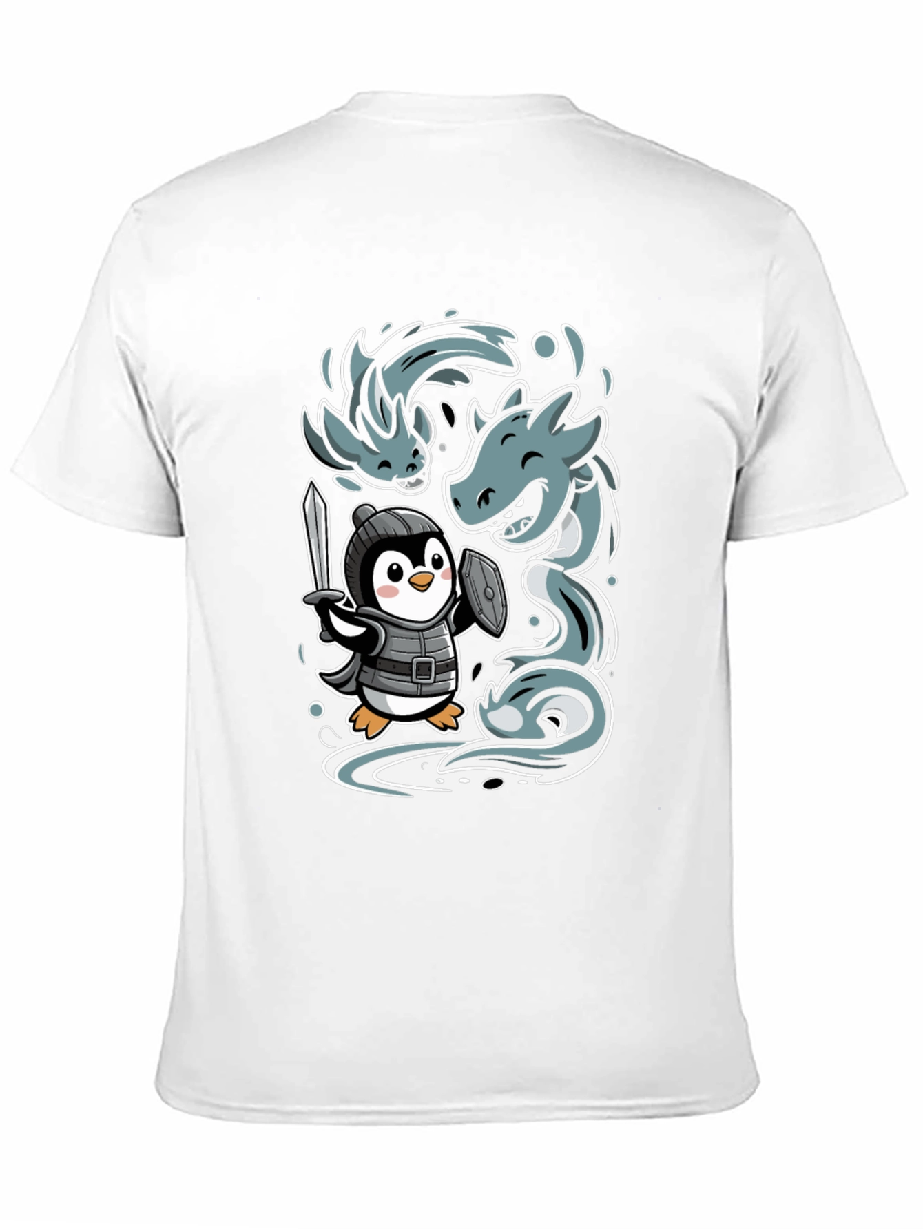 Penguin Knight vs Sea Serpent Graphic Tee