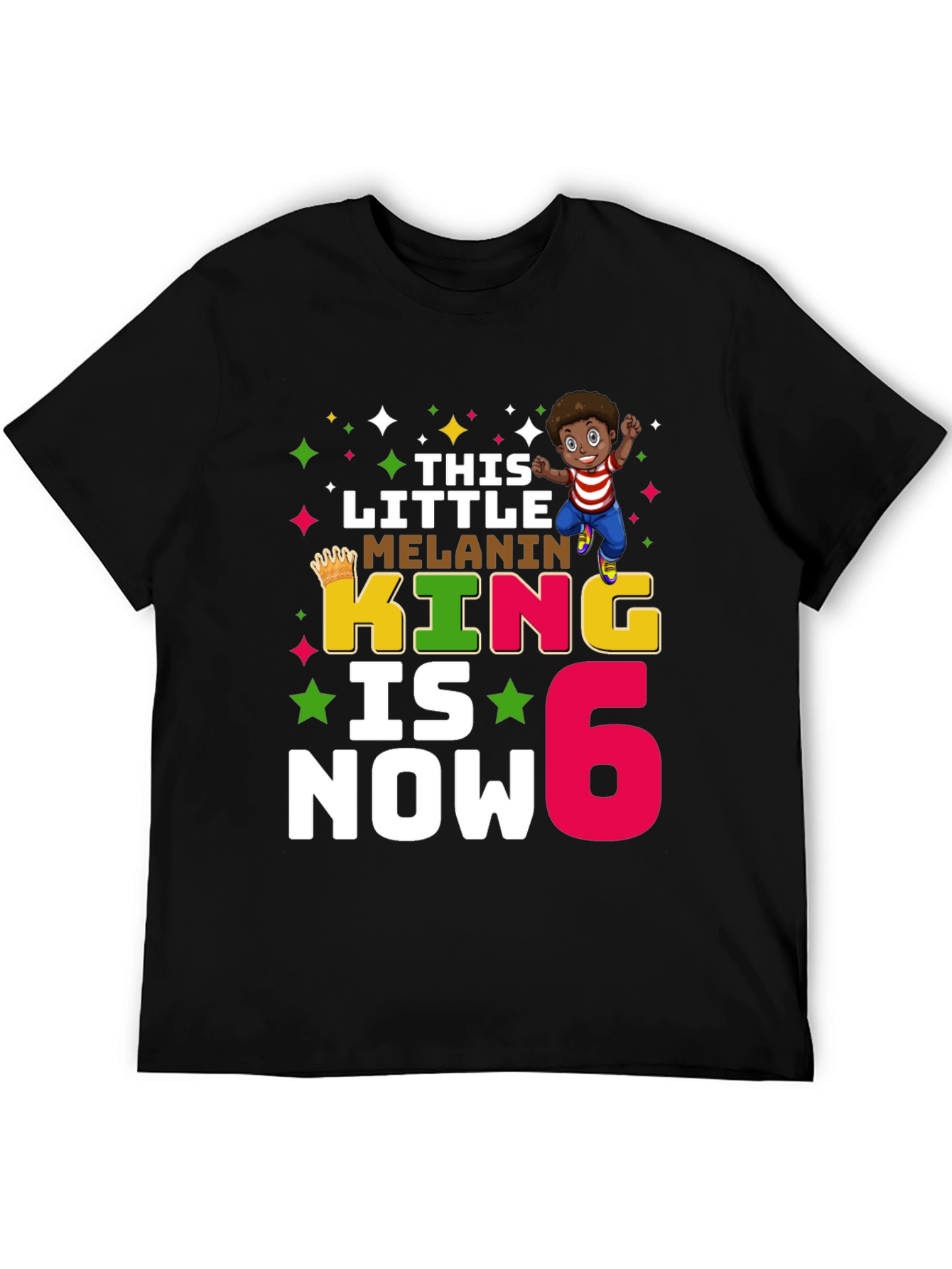 This Little Melanin King is Now 6 Birthday T-Shirt