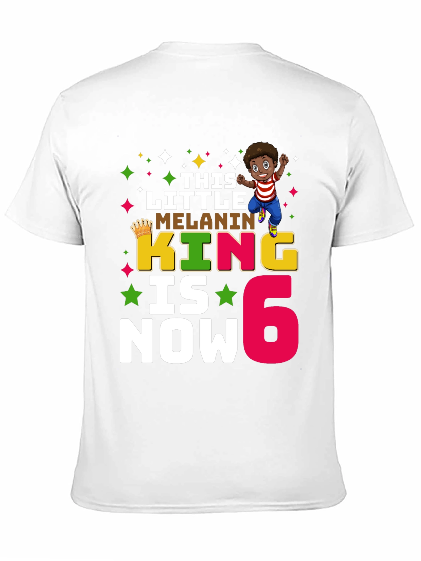 This Little Melanin King is Now 6 Birthday T-Shirt