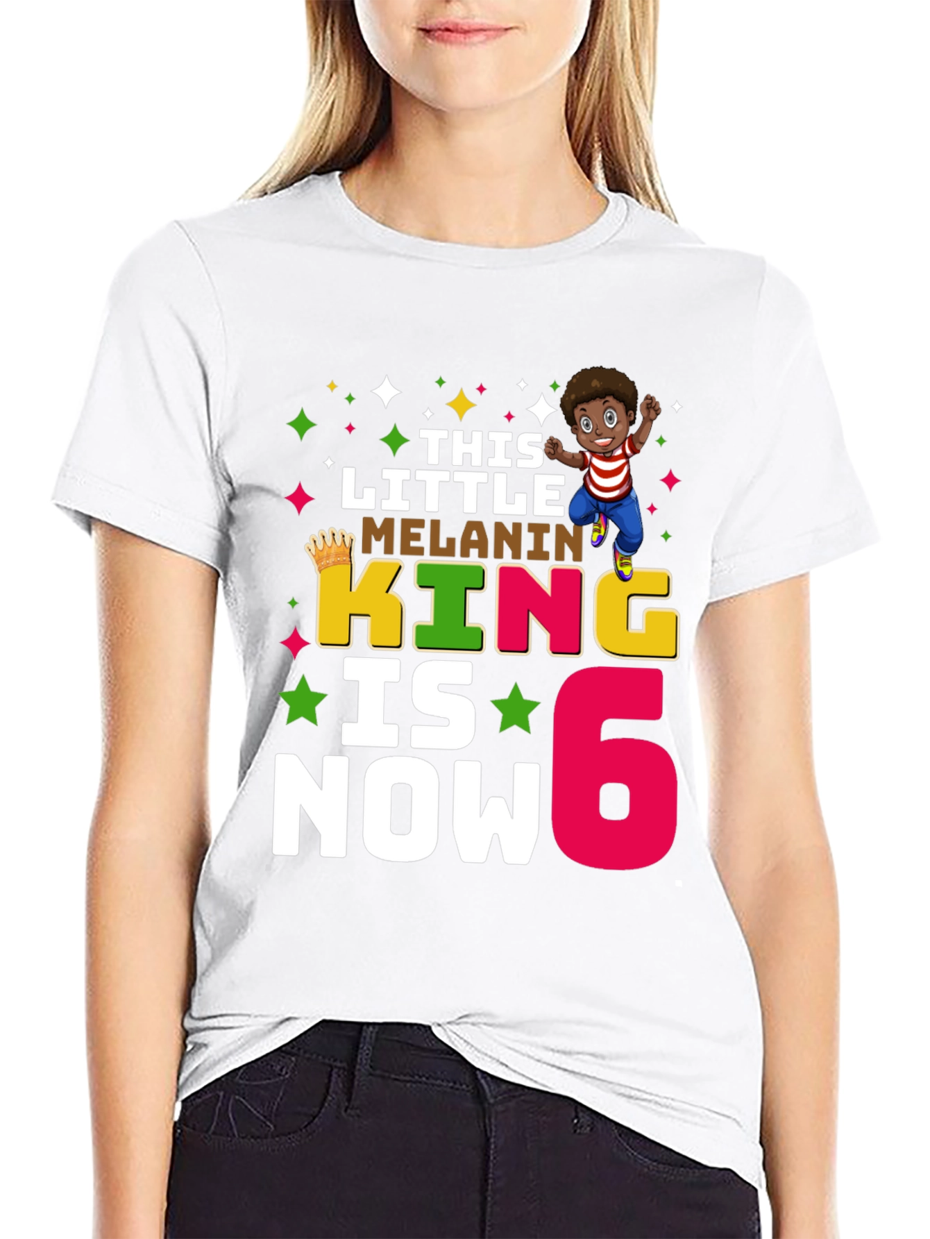 This Little Melanin King is Now 6 Birthday T-Shirt