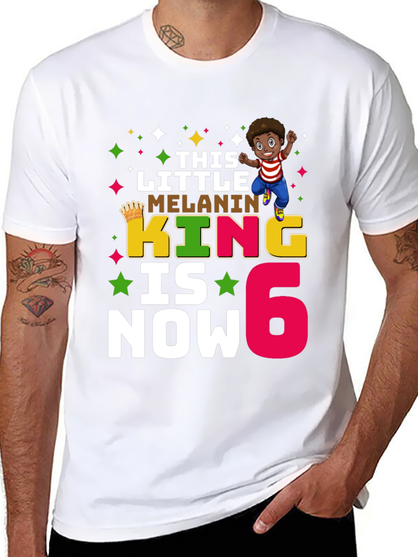 This Little Melanin King is Now 6 Birthday T-Shirt