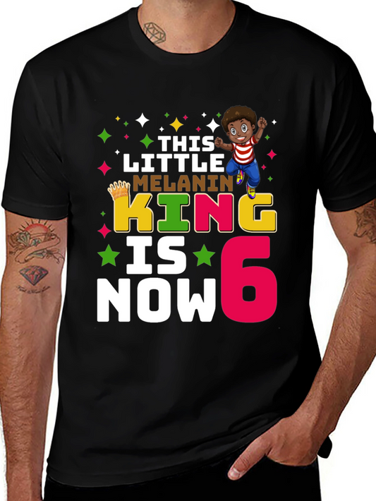 This Little Melanin King is Now 6 Birthday T-Shirt
