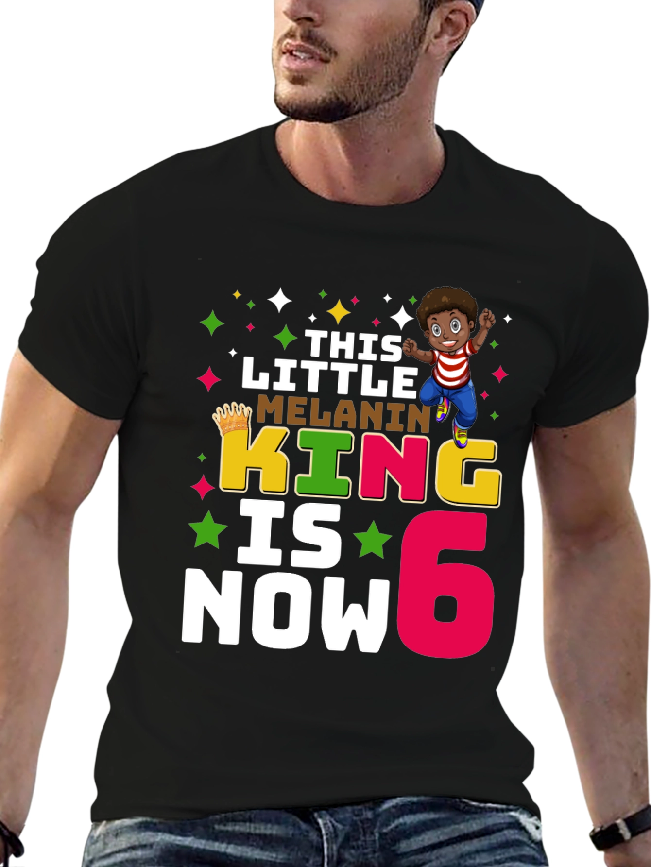 This Little Melanin King is Now 6 Birthday T-Shirt