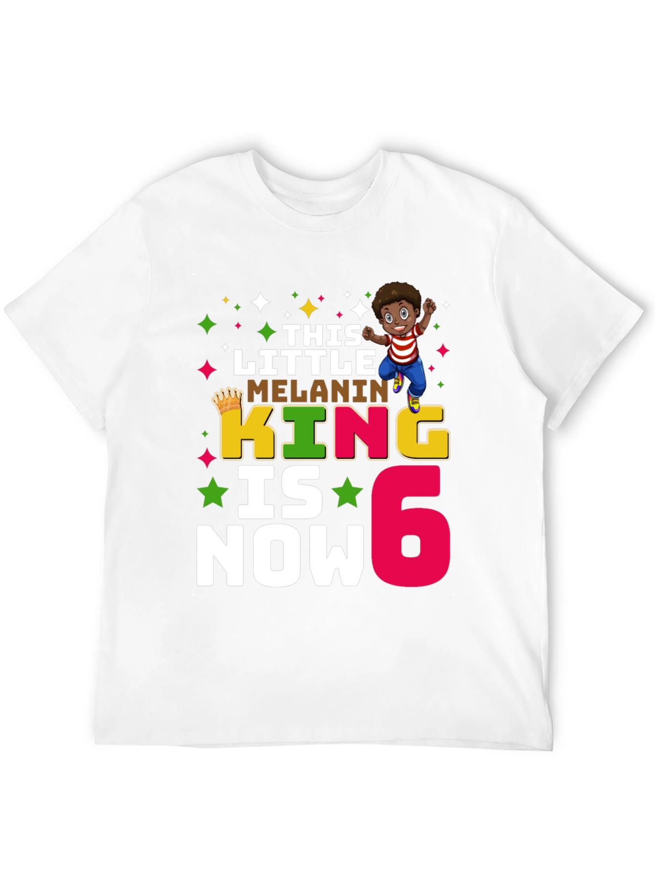 This Little Melanin King is Now 6 Birthday T-Shirt