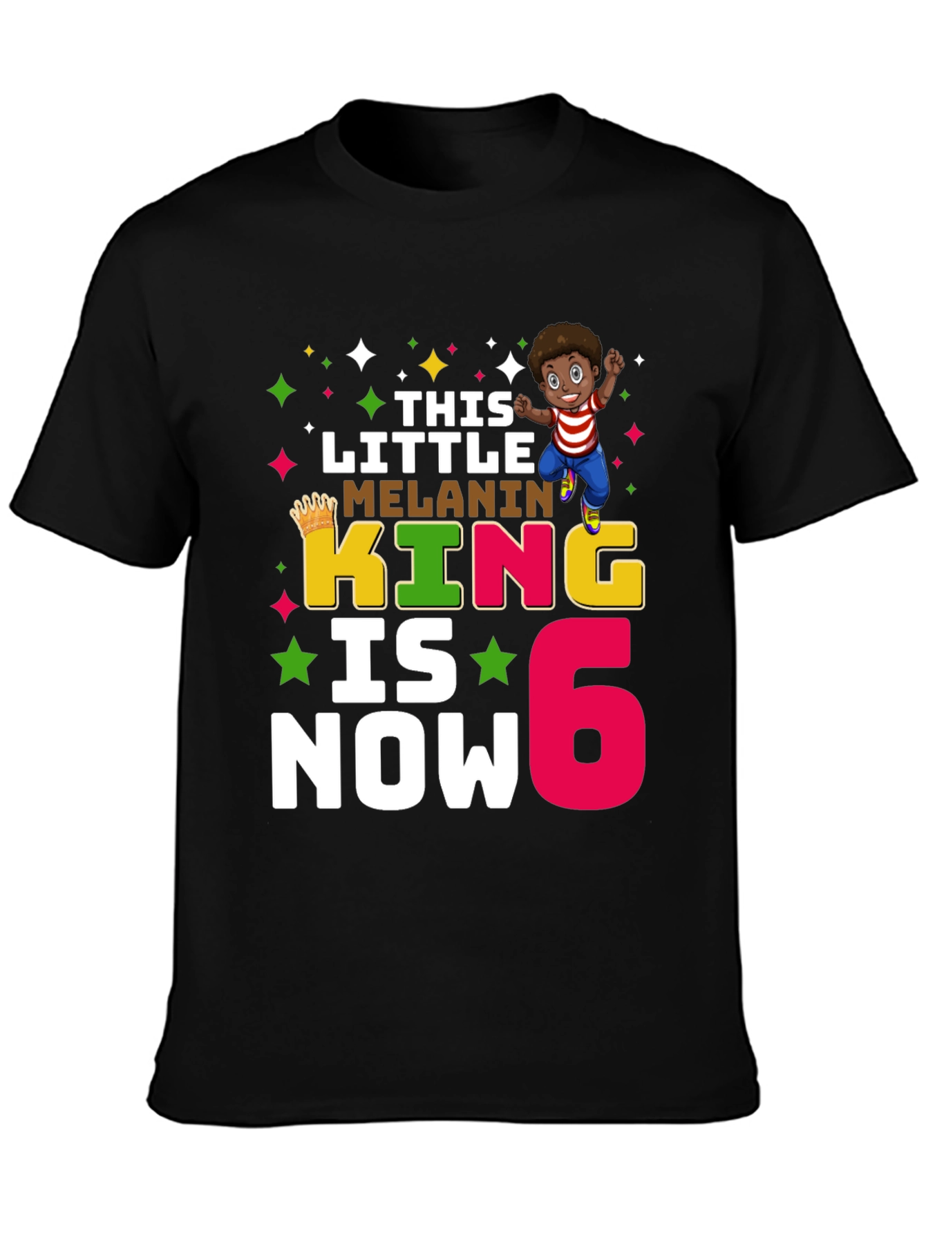 This Little Melanin King is Now 6 Birthday T-Shirt