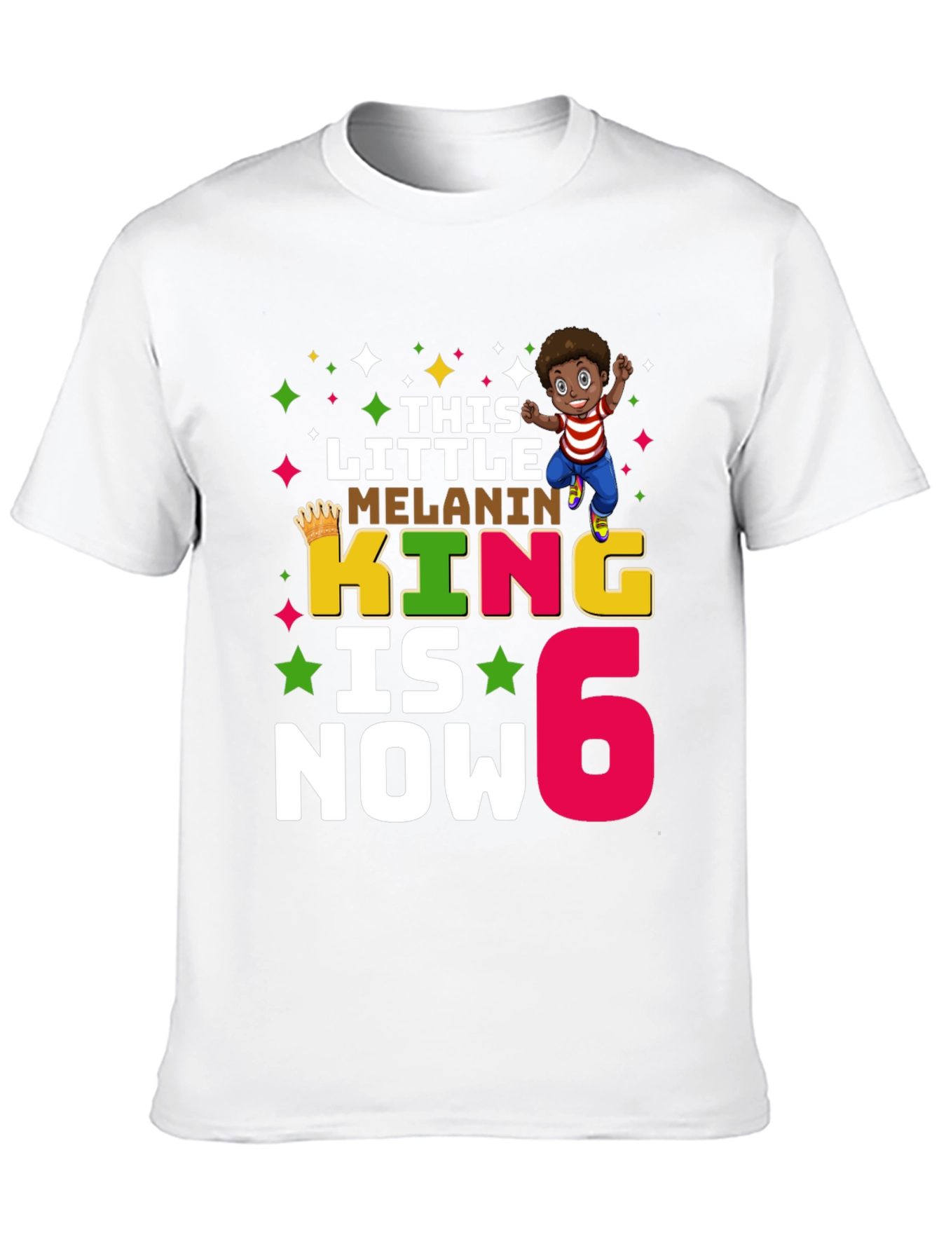 This Little Melanin King is Now 6 Birthday T-Shirt