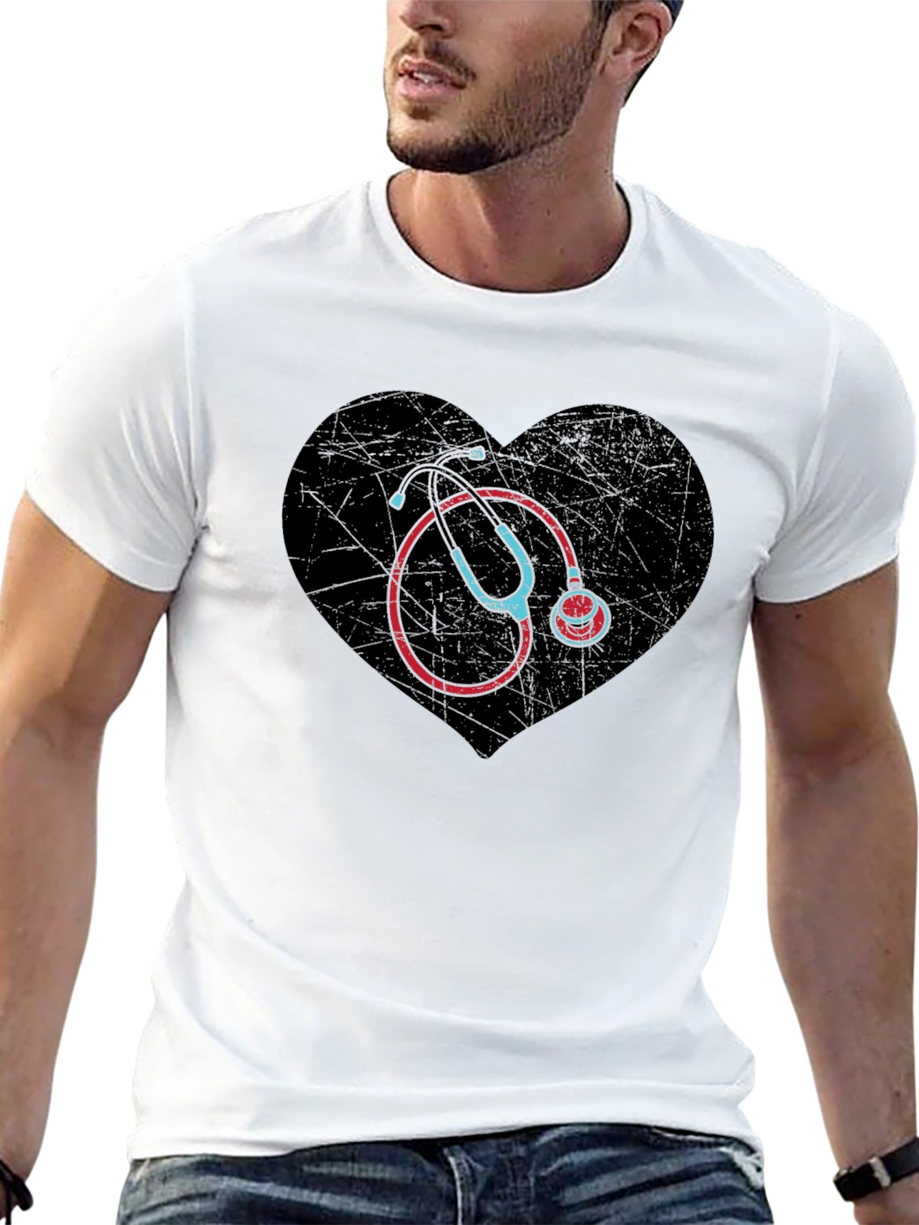 Heart Stethoscope T-Shirt - Medical Love Tee