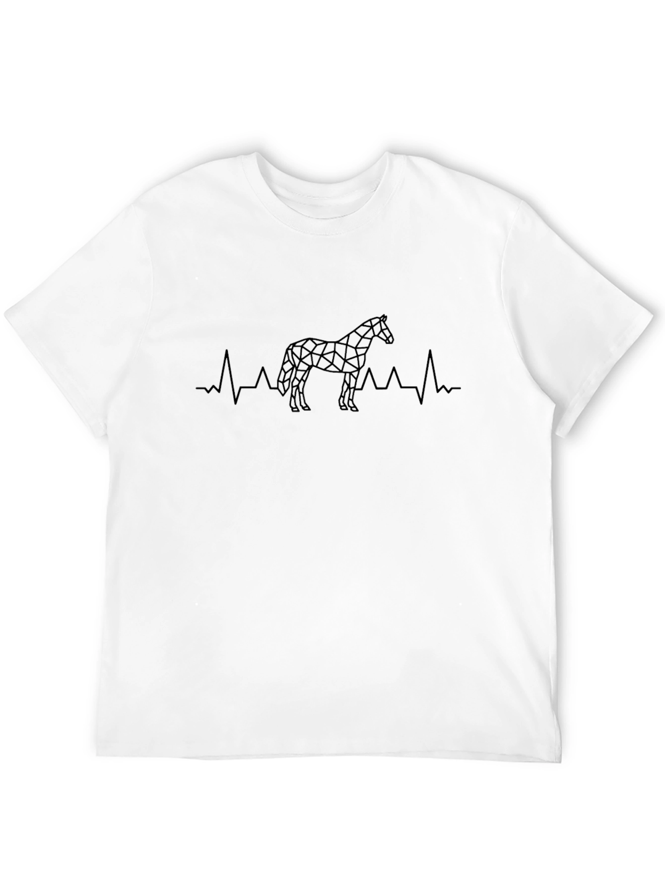 Geometric Horse Heartbeat Graphic Tee - Black