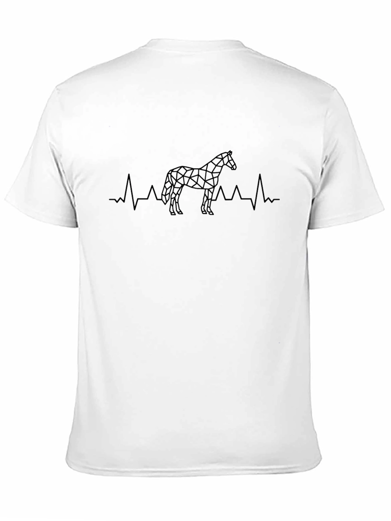 Geometric Horse Heartbeat Graphic Tee - Black