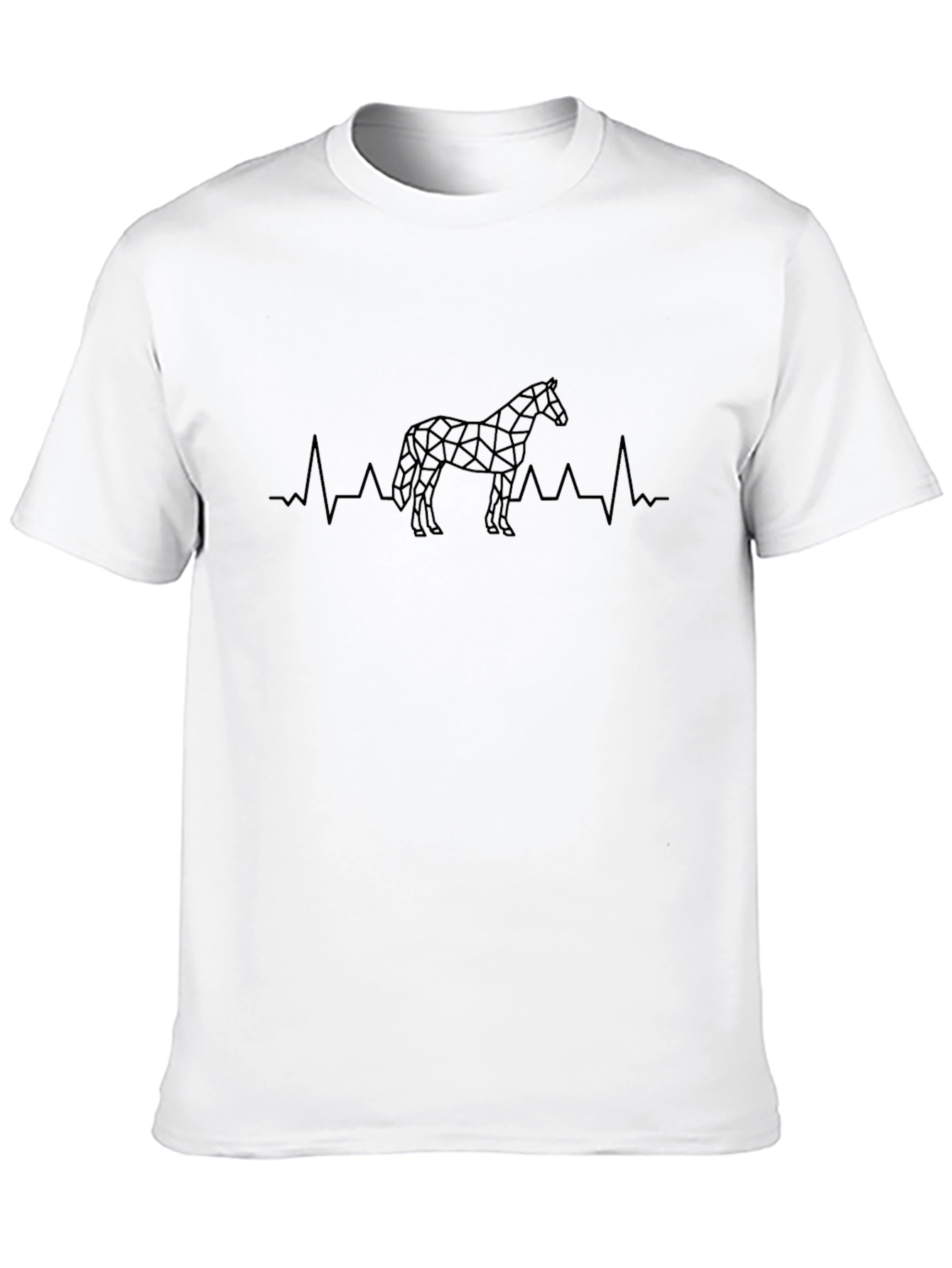 Geometric Horse Heartbeat Graphic Tee - Black
