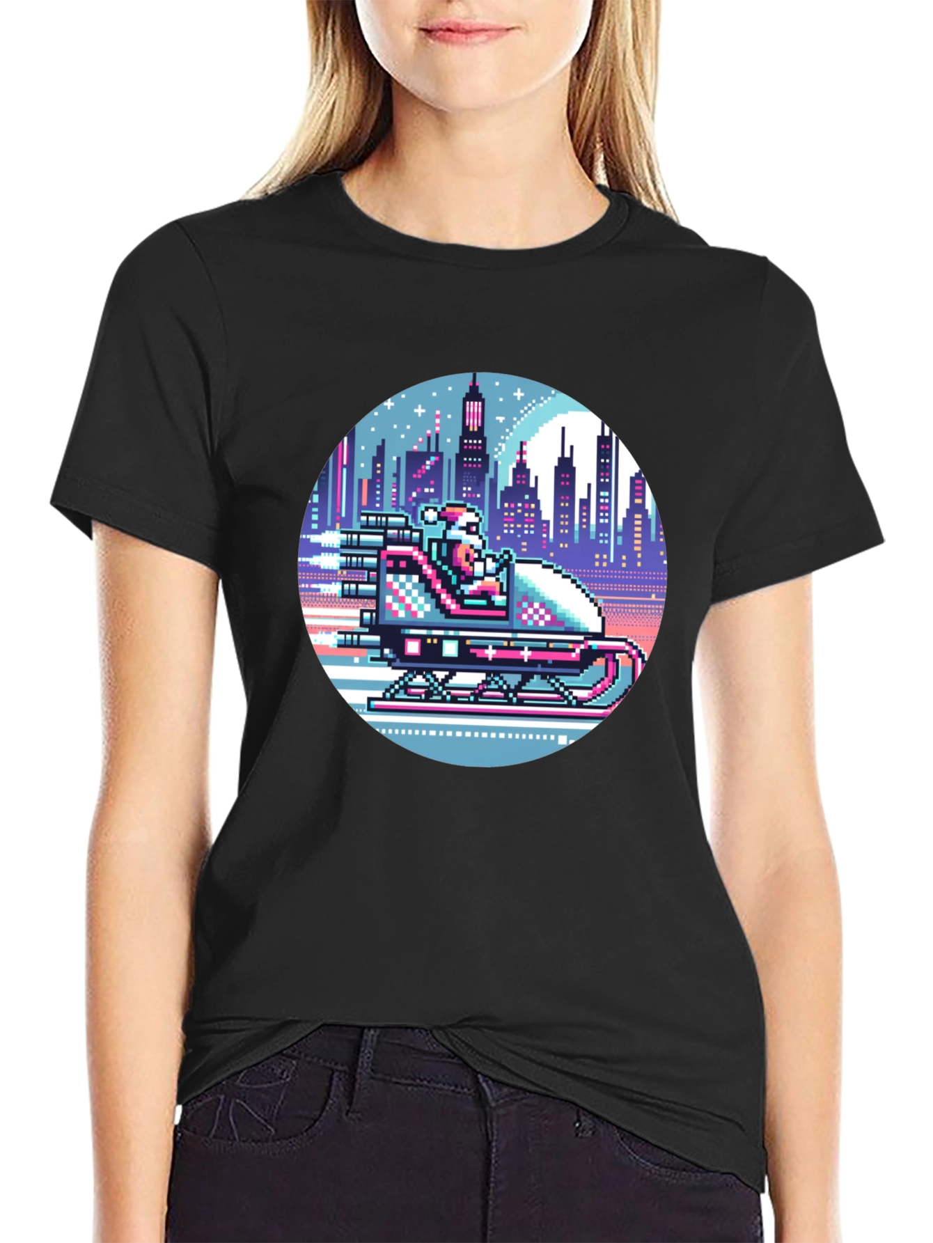 Retro Pixel Santa T-Shirt