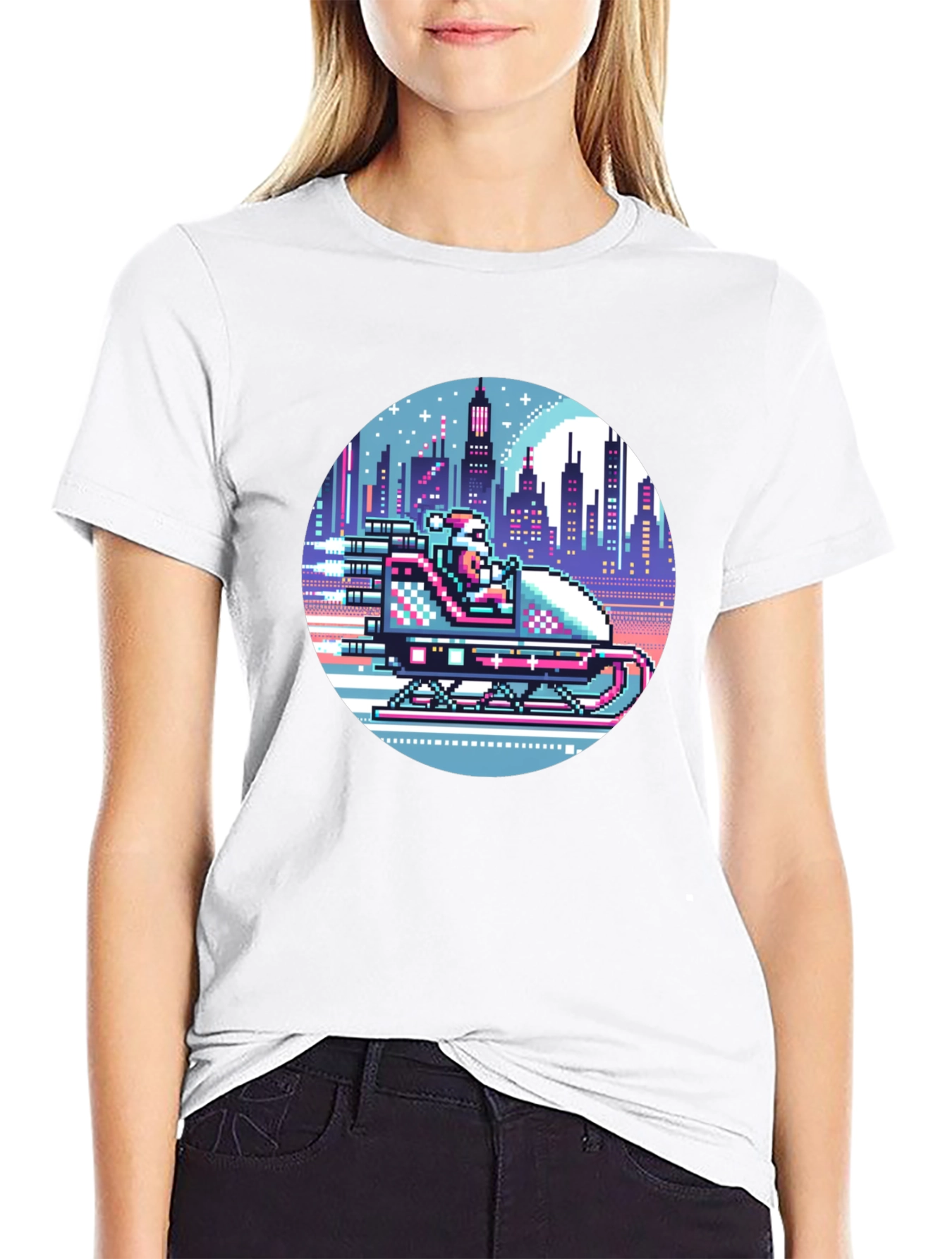 Retro Pixel Santa T-Shirt
