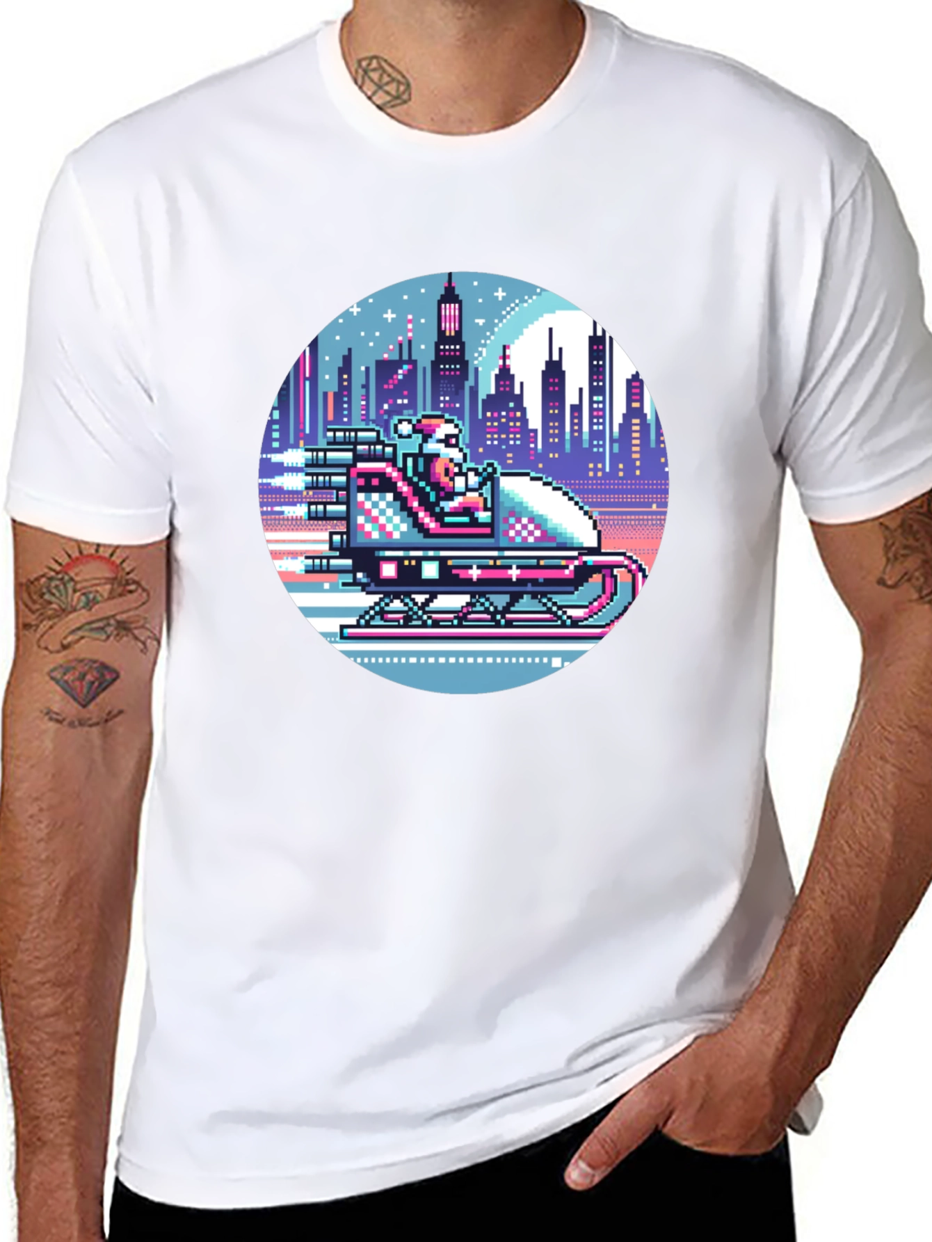 Retro Pixel Santa T-Shirt