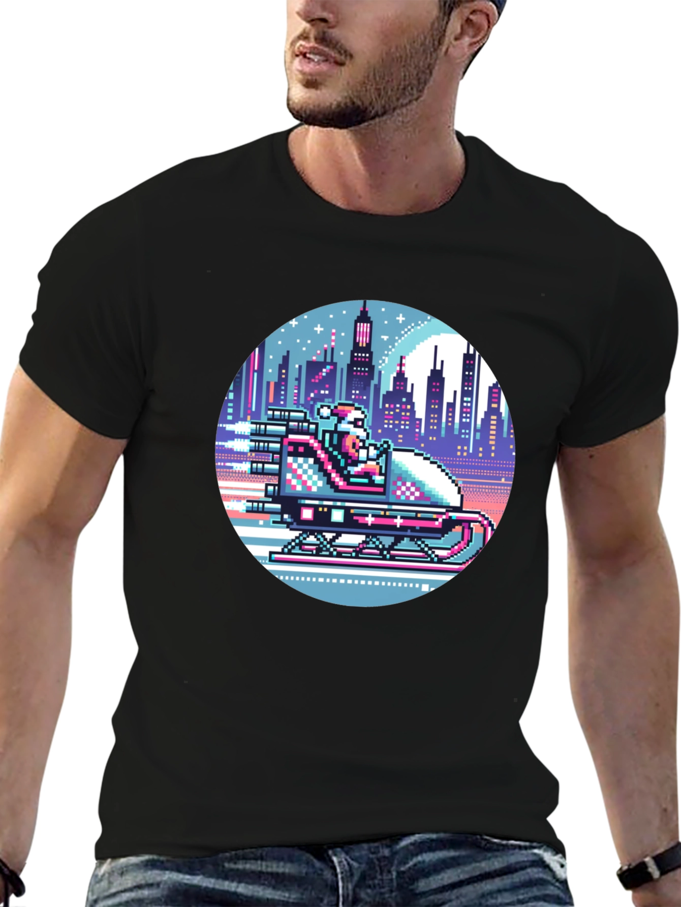 Retro Pixel Santa T-Shirt