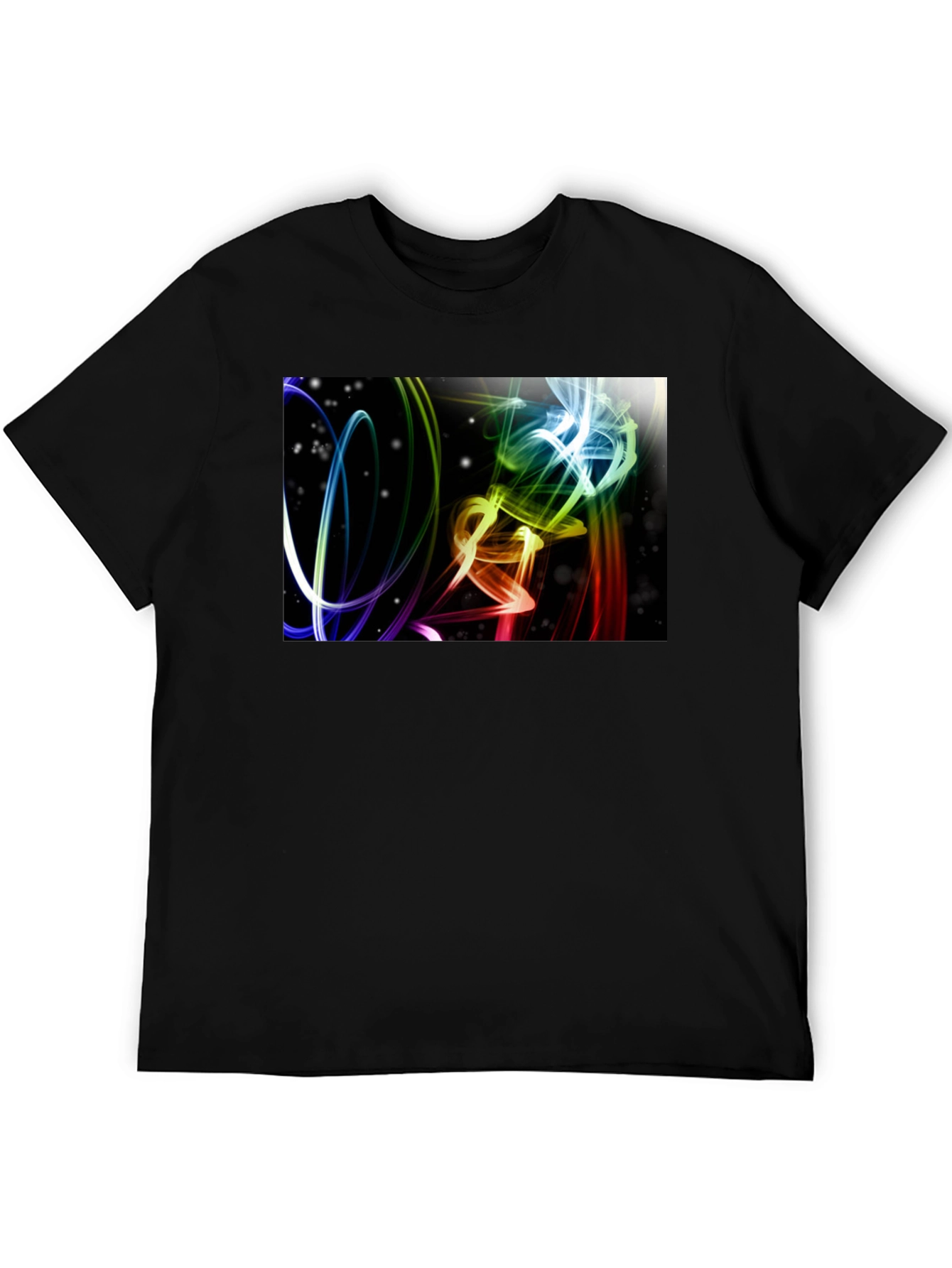 Abstract Light Swirls Black T-Shirt