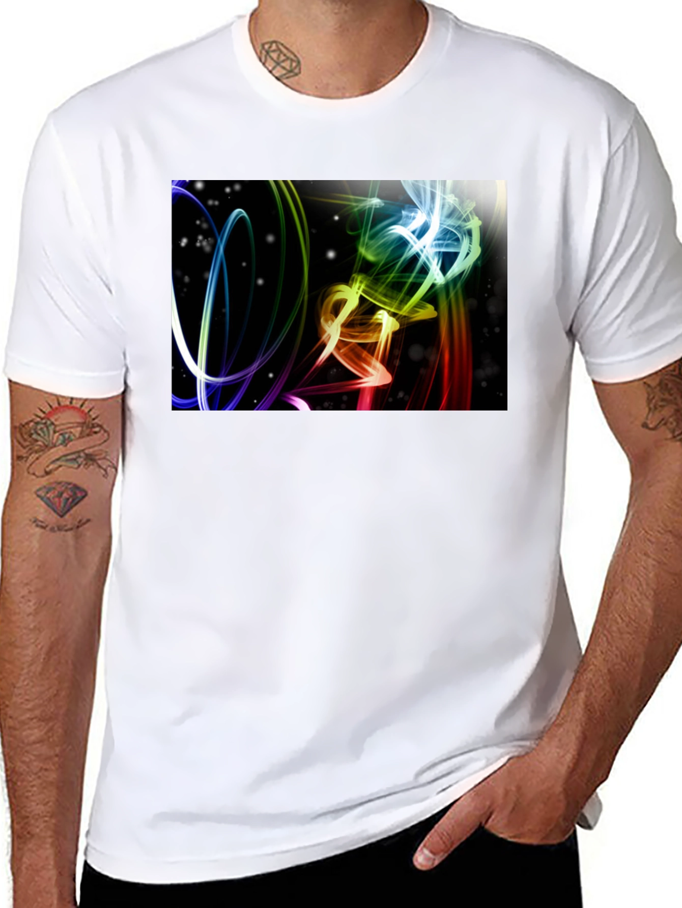Abstract Light Swirls Black T-Shirt