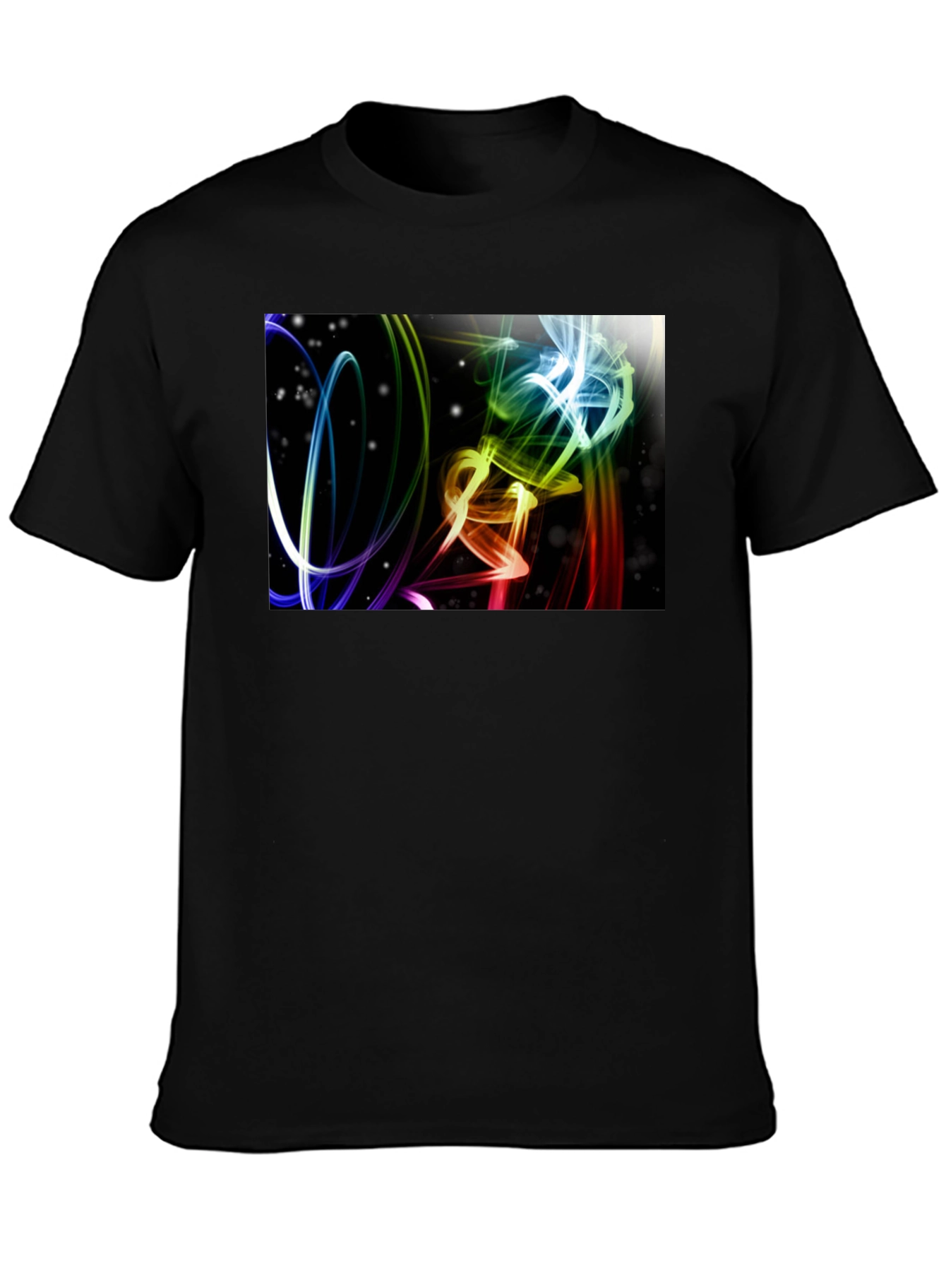 Abstract Light Swirls Black T-Shirt