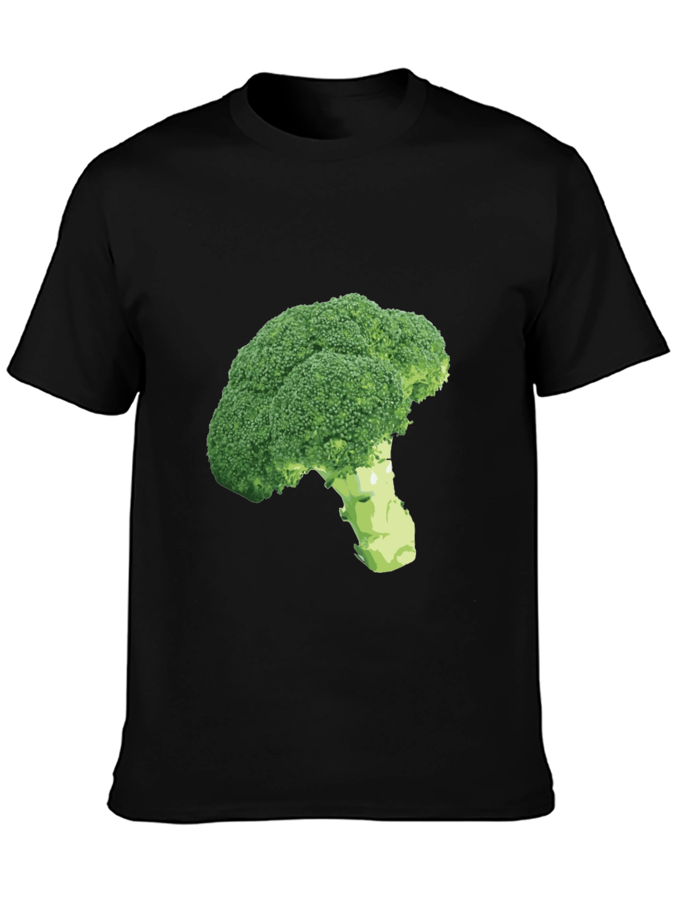 Broccoli Print Black T-Shirt - Unique Vegetarian Style