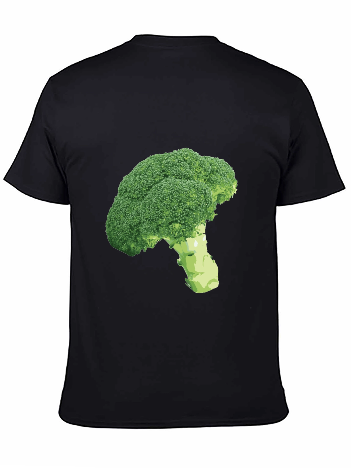 Broccoli Print Black T-Shirt - Unique Vegetarian Style