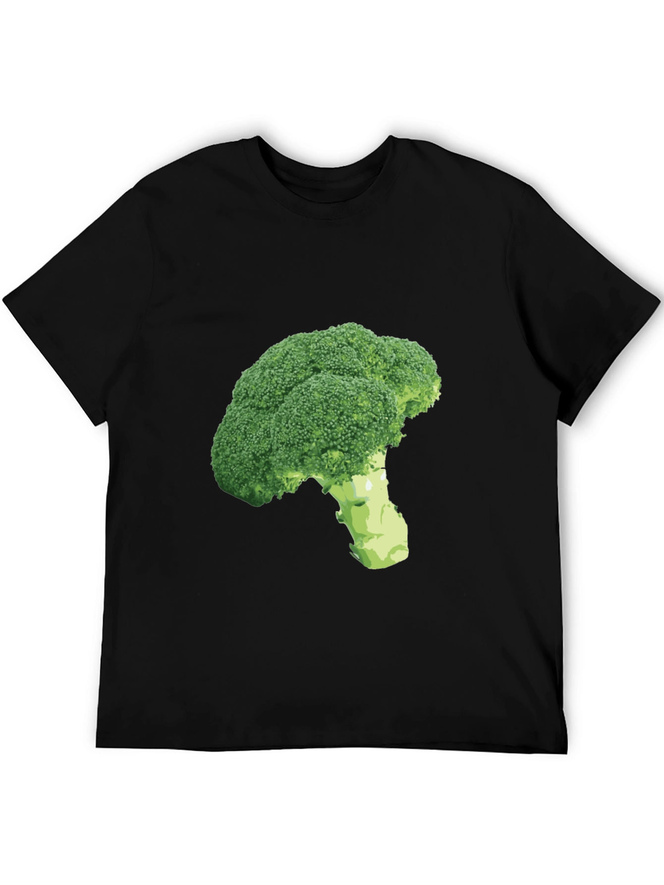 Broccoli Print Black T-Shirt - Unique Vegetarian Style