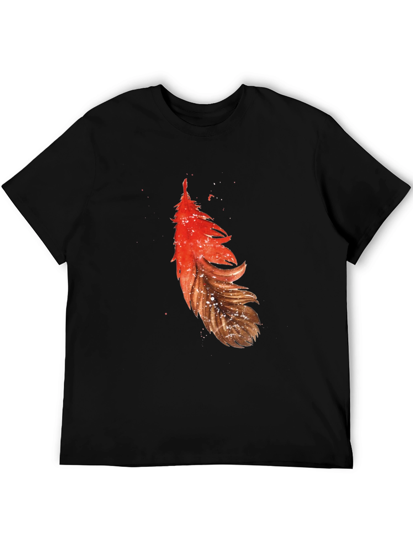 Feather Graphic Tee - Casual Black T-Shirt
