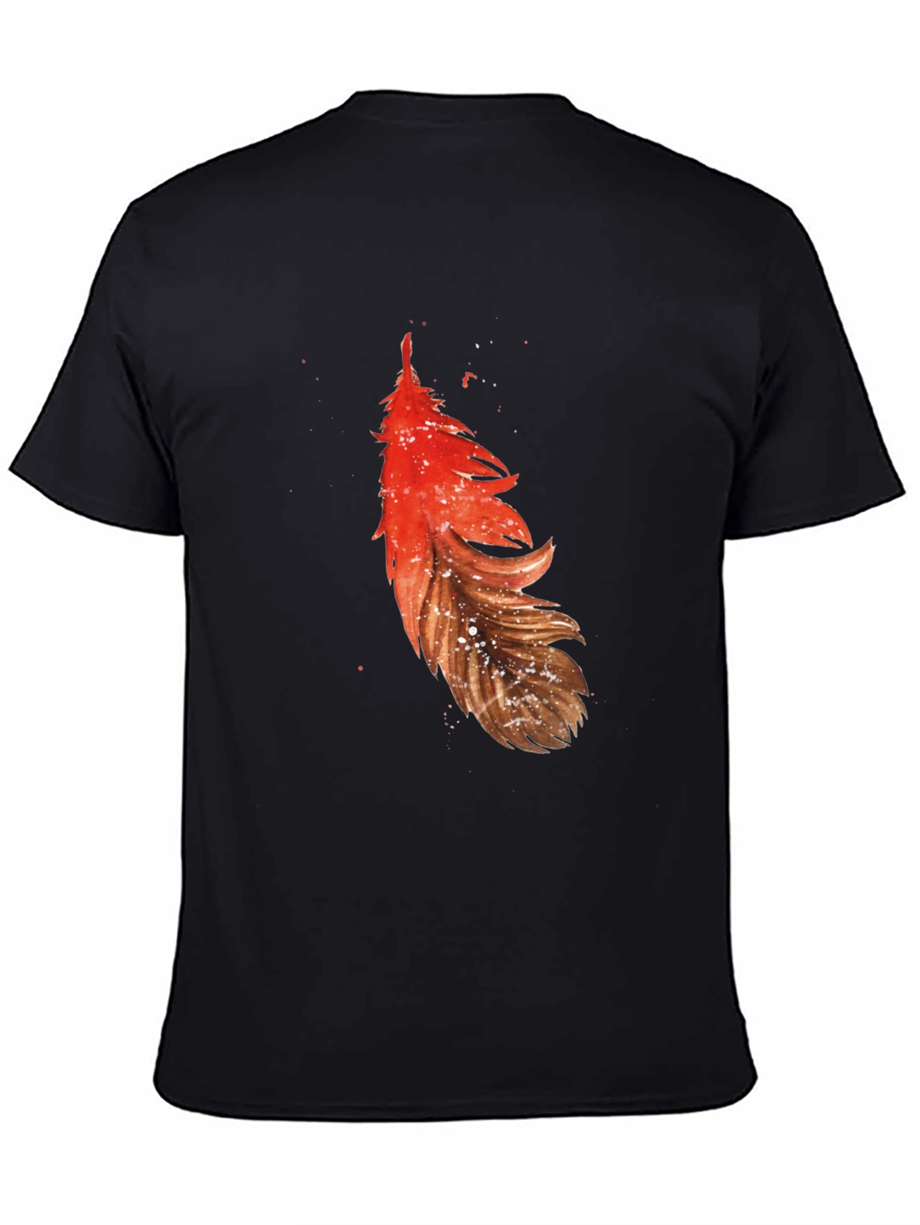Feather Graphic Tee - Casual Black T-Shirt