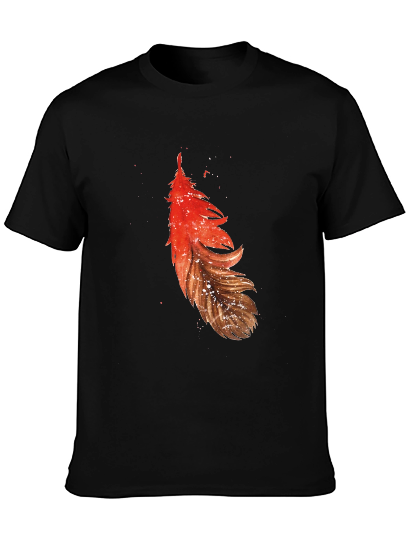 Feather Graphic Tee - Casual Black T-Shirt