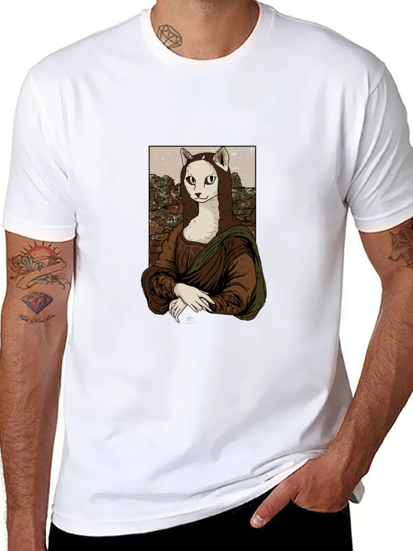 Cat Mona Lisa Graphic T-Shirt