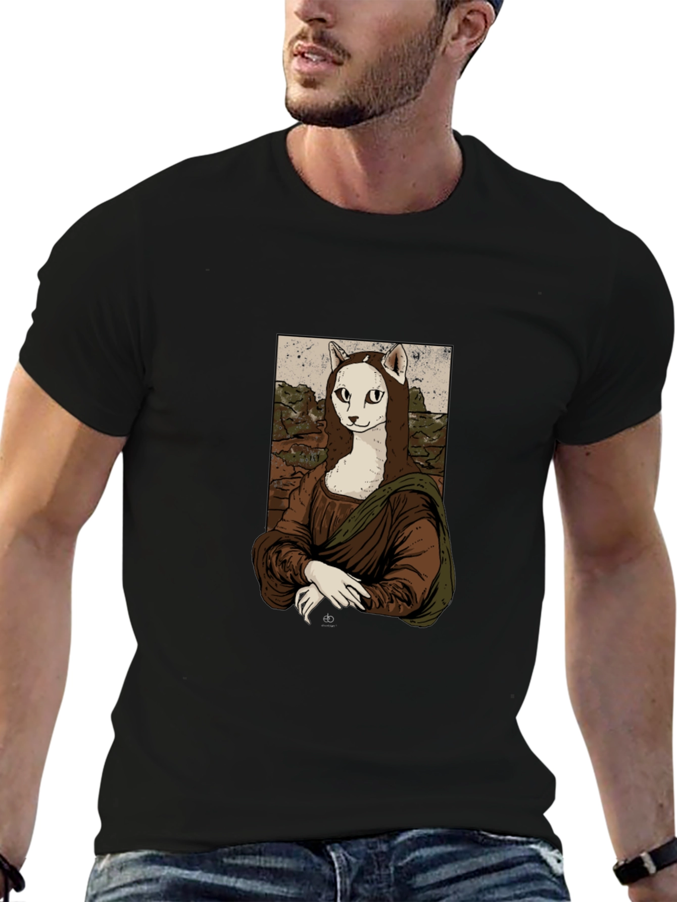 Cat Mona Lisa Graphic T-Shirt
