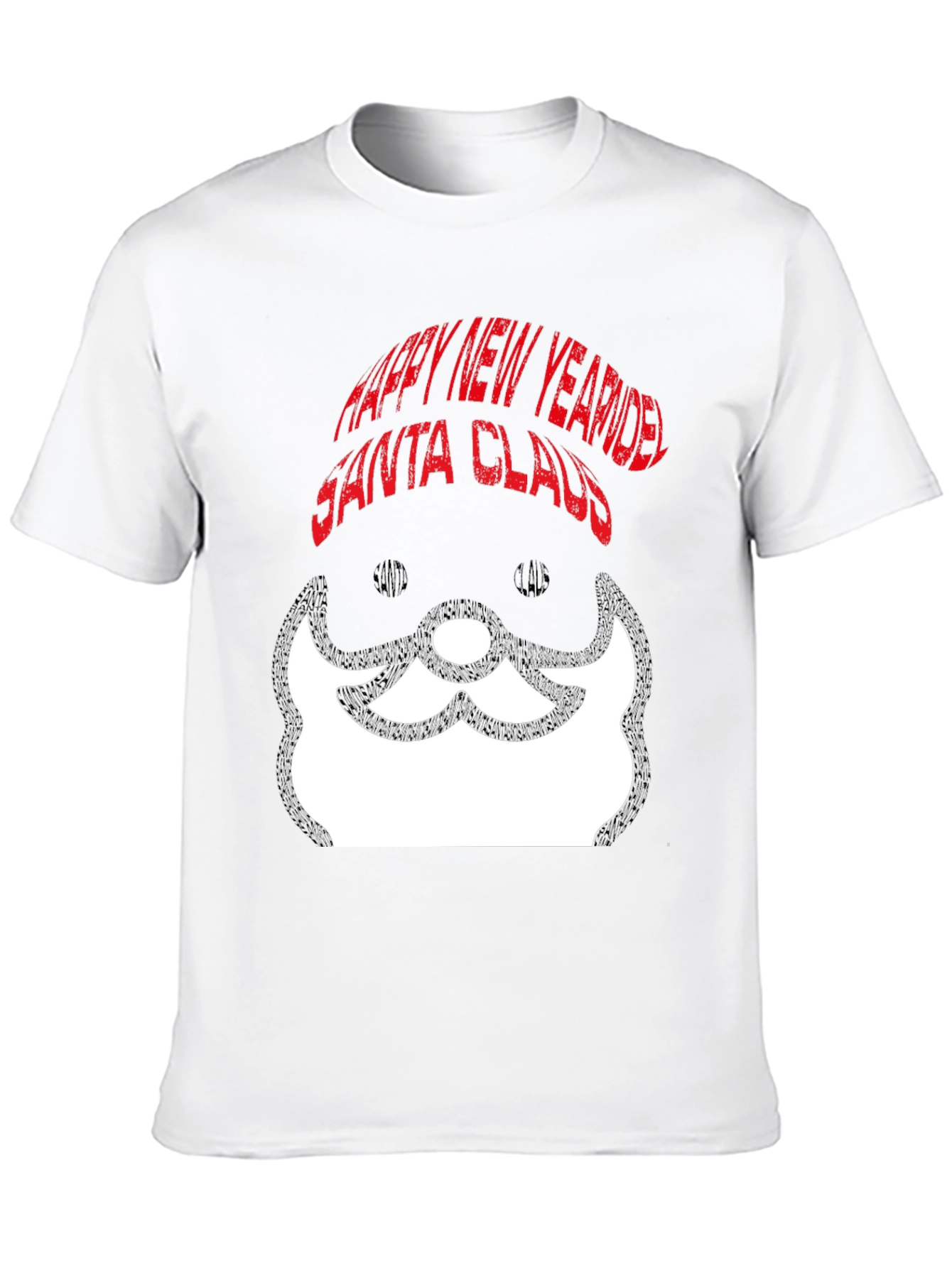 Santa Claus Happy New Year Black Graphic Tee