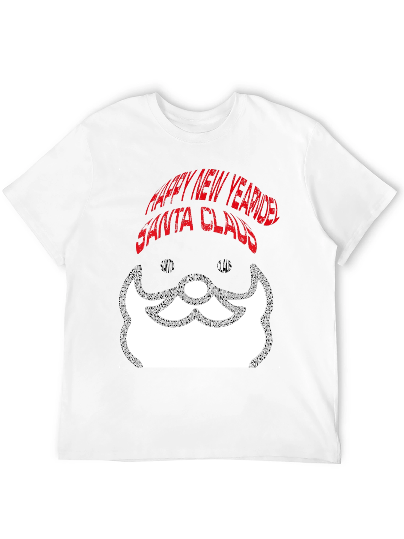 Santa Claus Happy New Year Black Graphic Tee