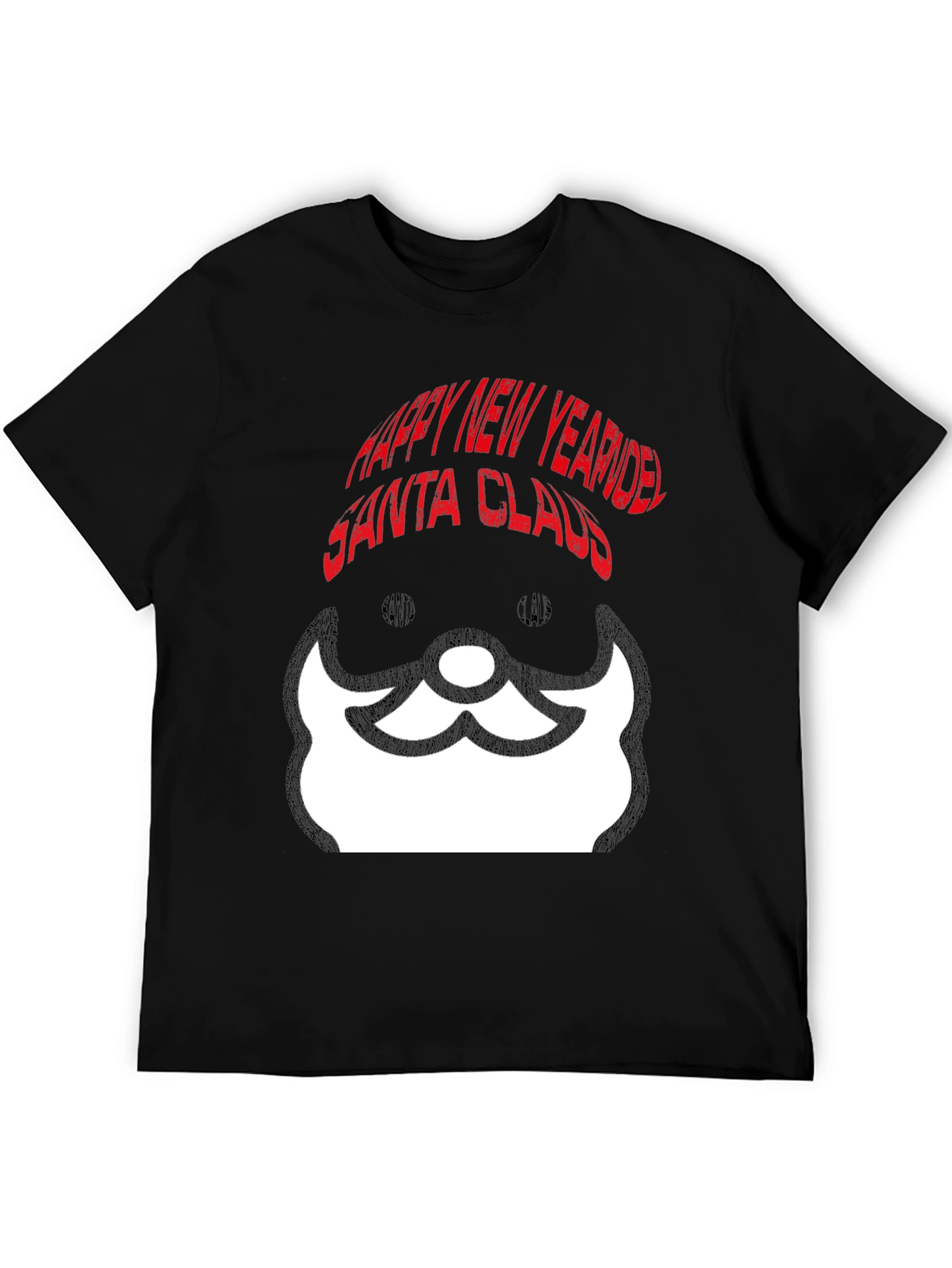 Santa Claus Happy New Year Black Graphic Tee