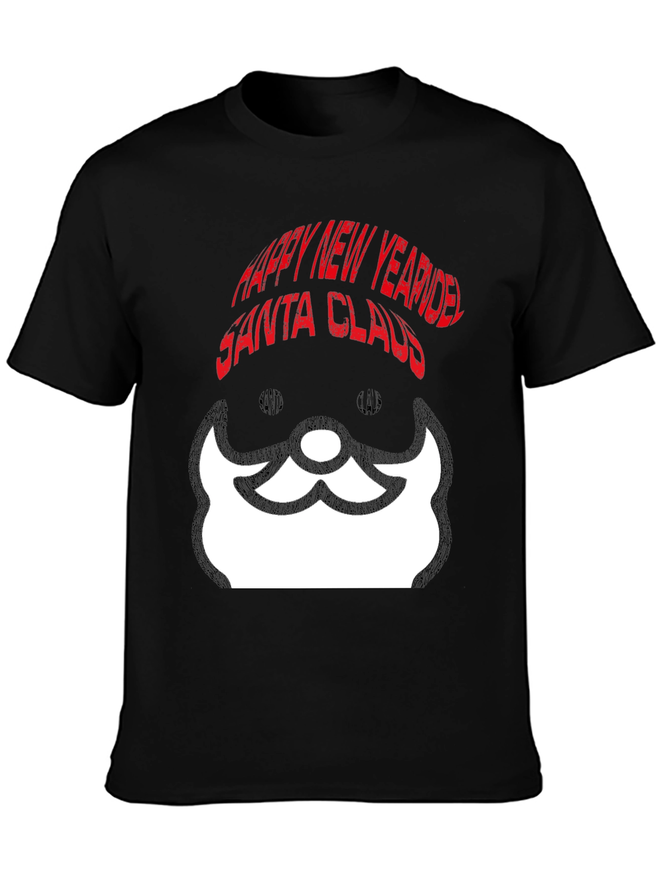 Santa Claus Happy New Year Black Graphic Tee