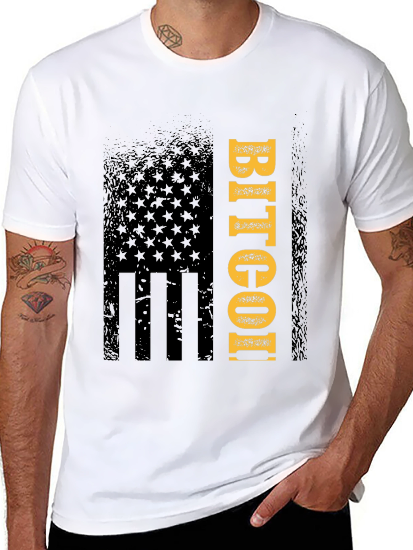 Bitcoin American Flag Mens T-Shirt