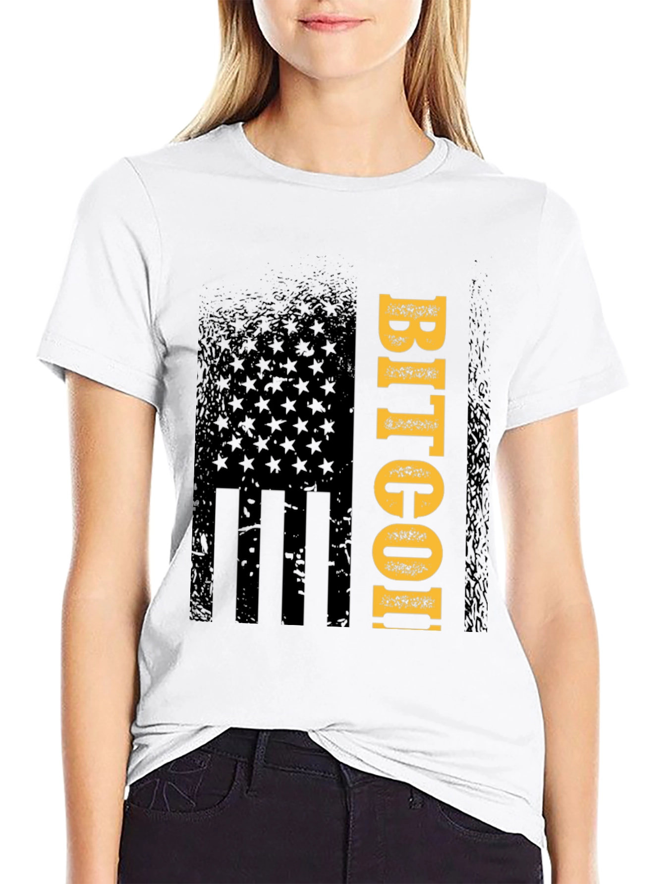 Bitcoin American Flag Mens T-Shirt