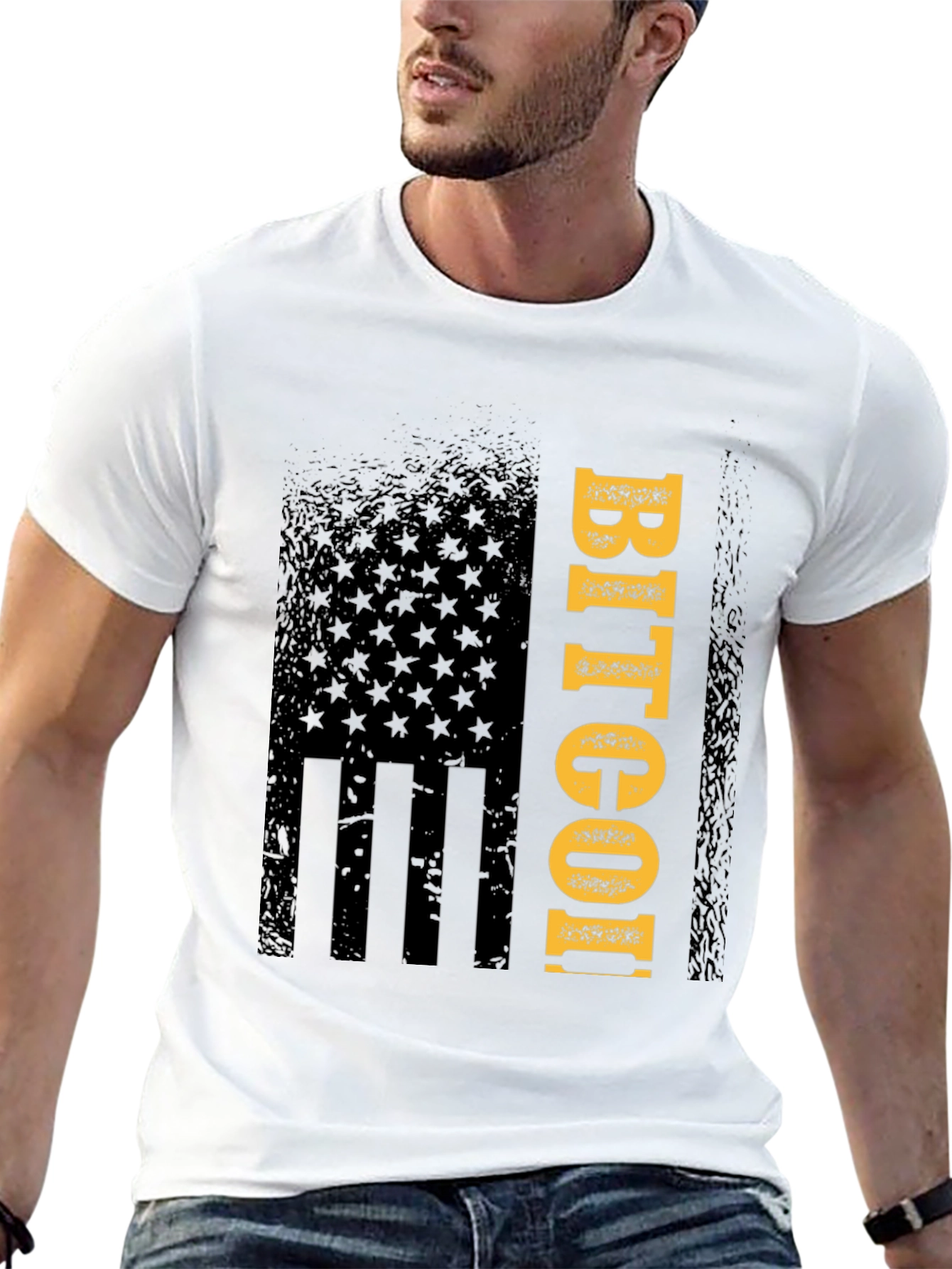 Bitcoin American Flag Mens T-Shirt