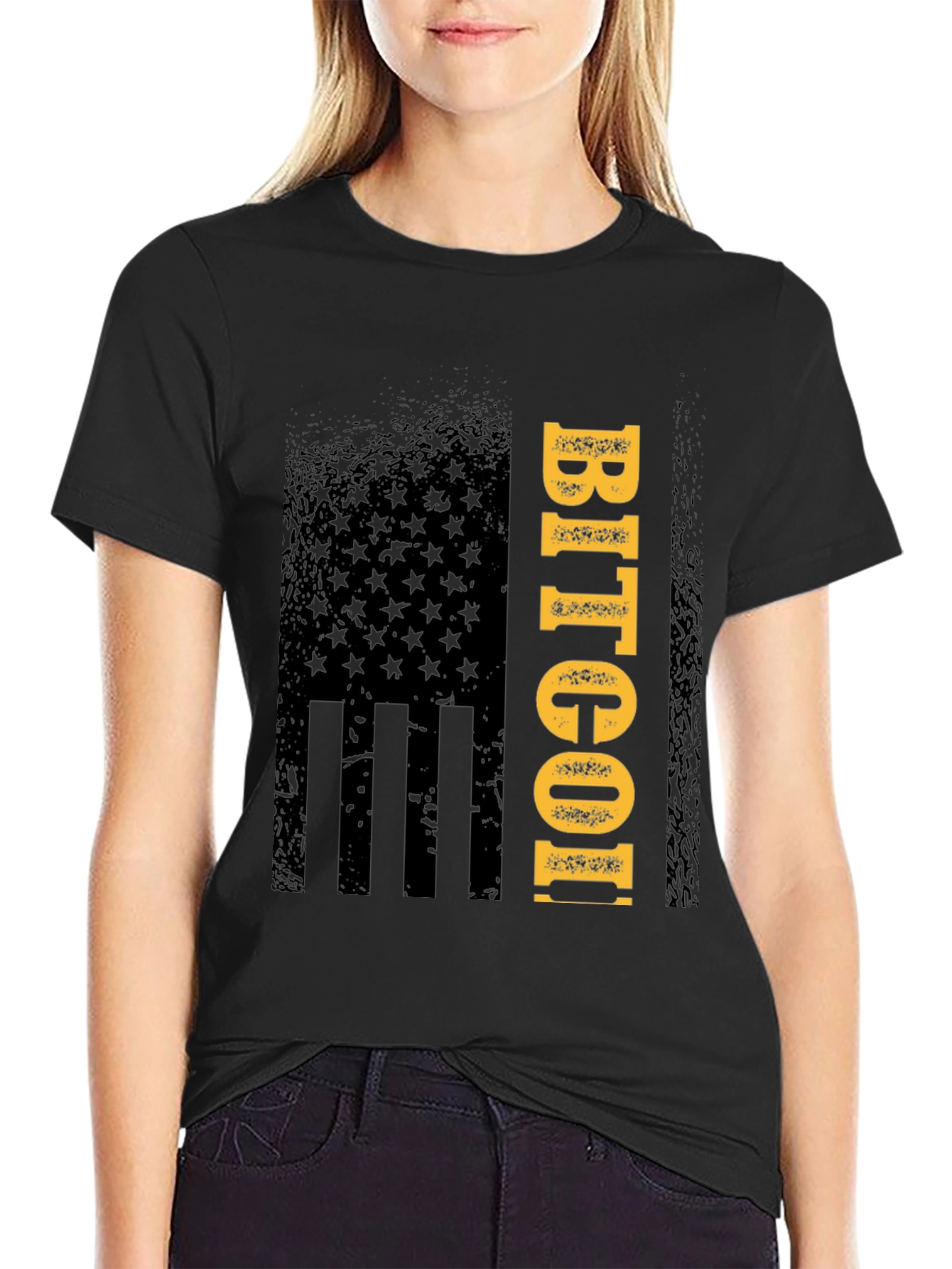 Bitcoin American Flag Mens T-Shirt