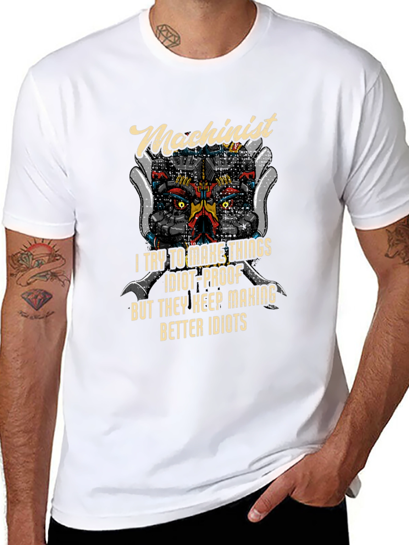 Machinist Robot Humor Graphic T-Shirt