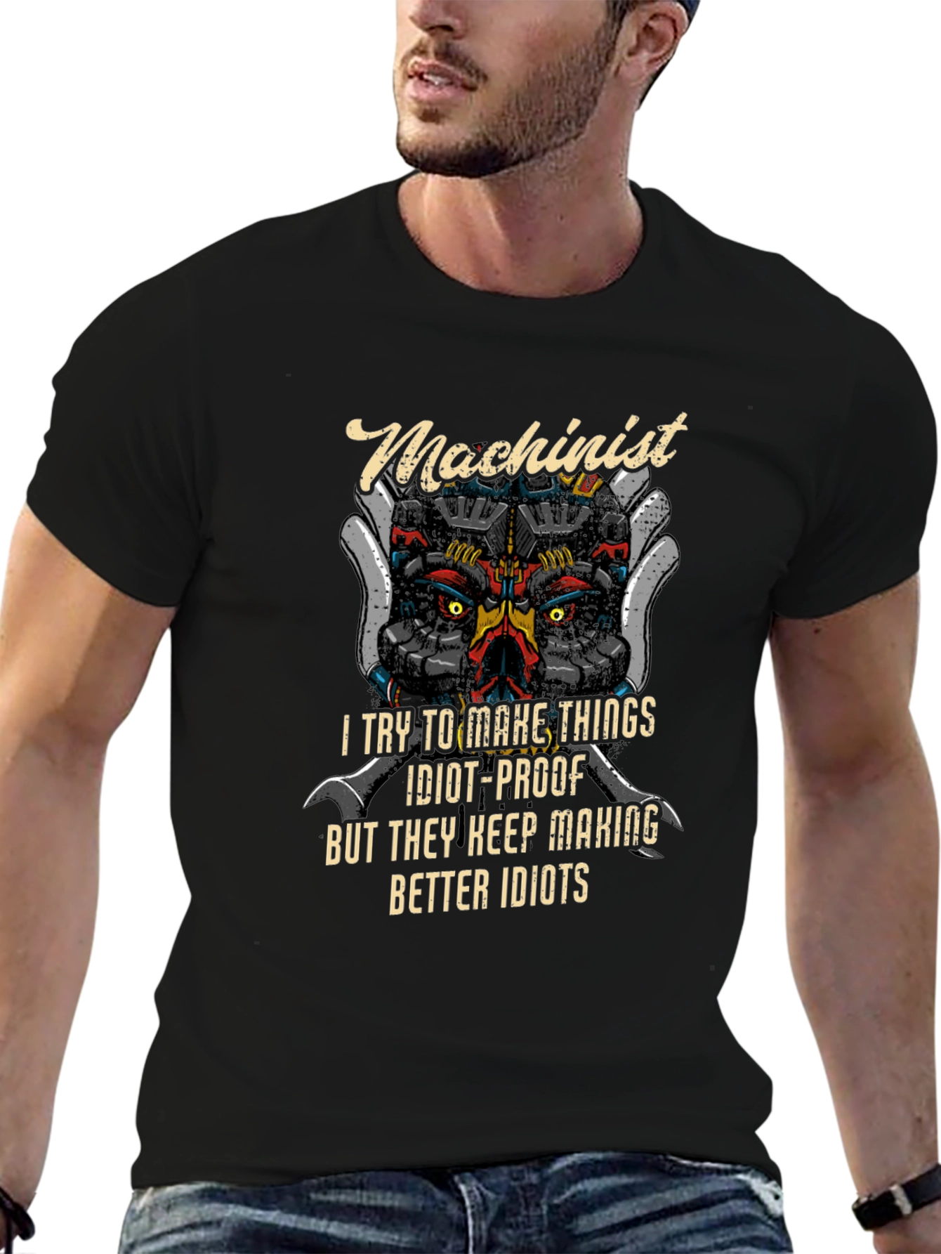 Machinist Robot Humor Graphic T-Shirt