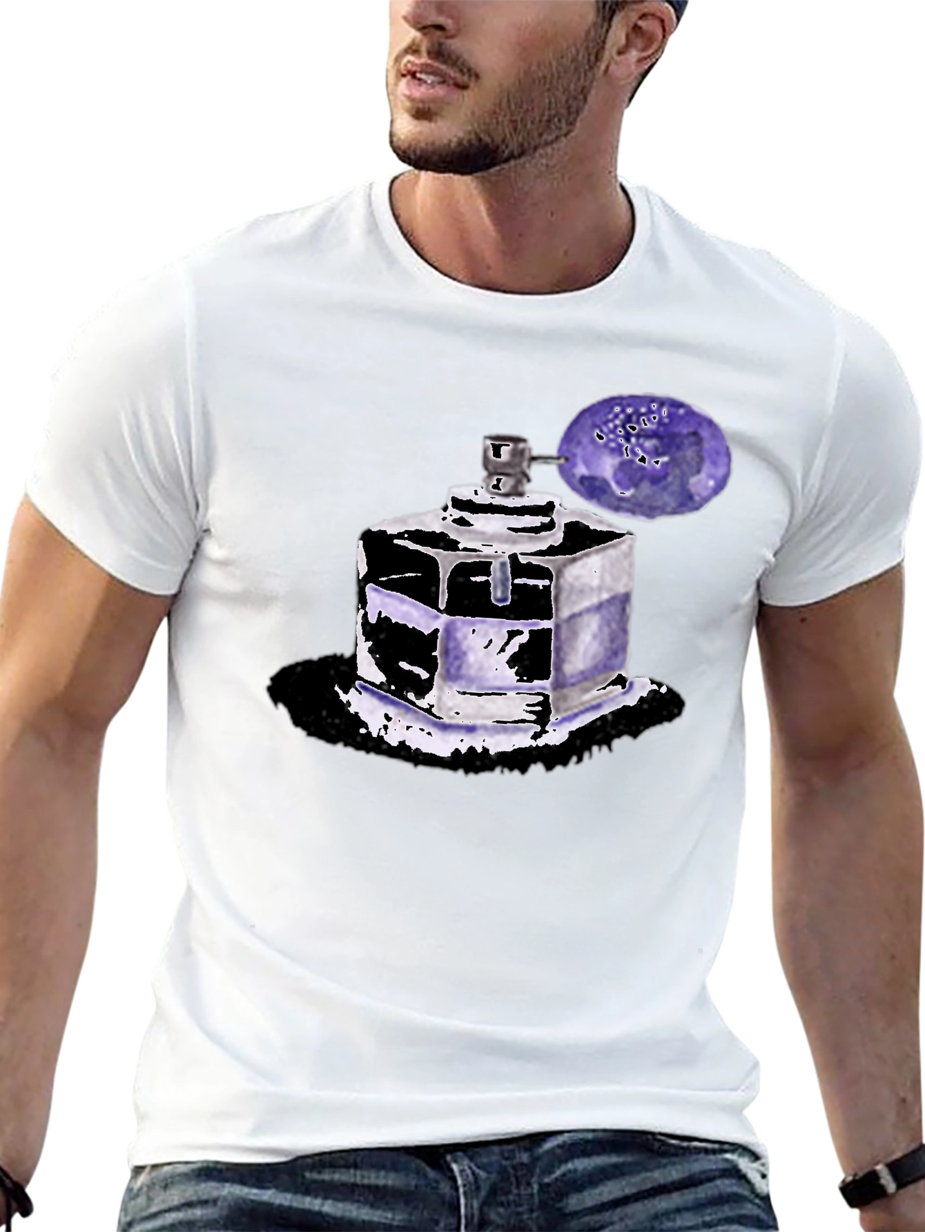 Perfume Bottle Graphic Tee - Trendy Unisex T-Shirt