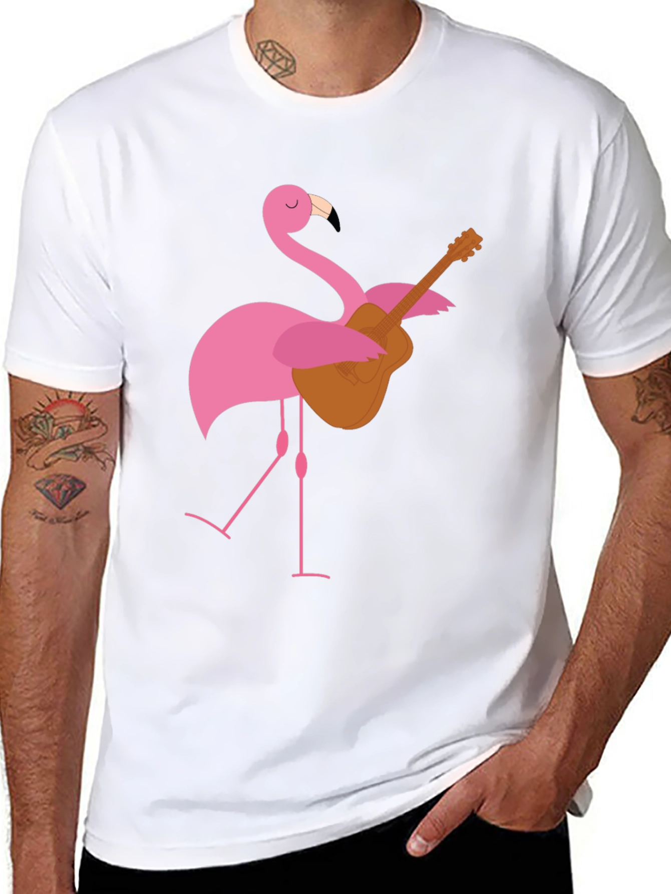 Flamingo Guitar T-Shirt - Playful Graphic Tee