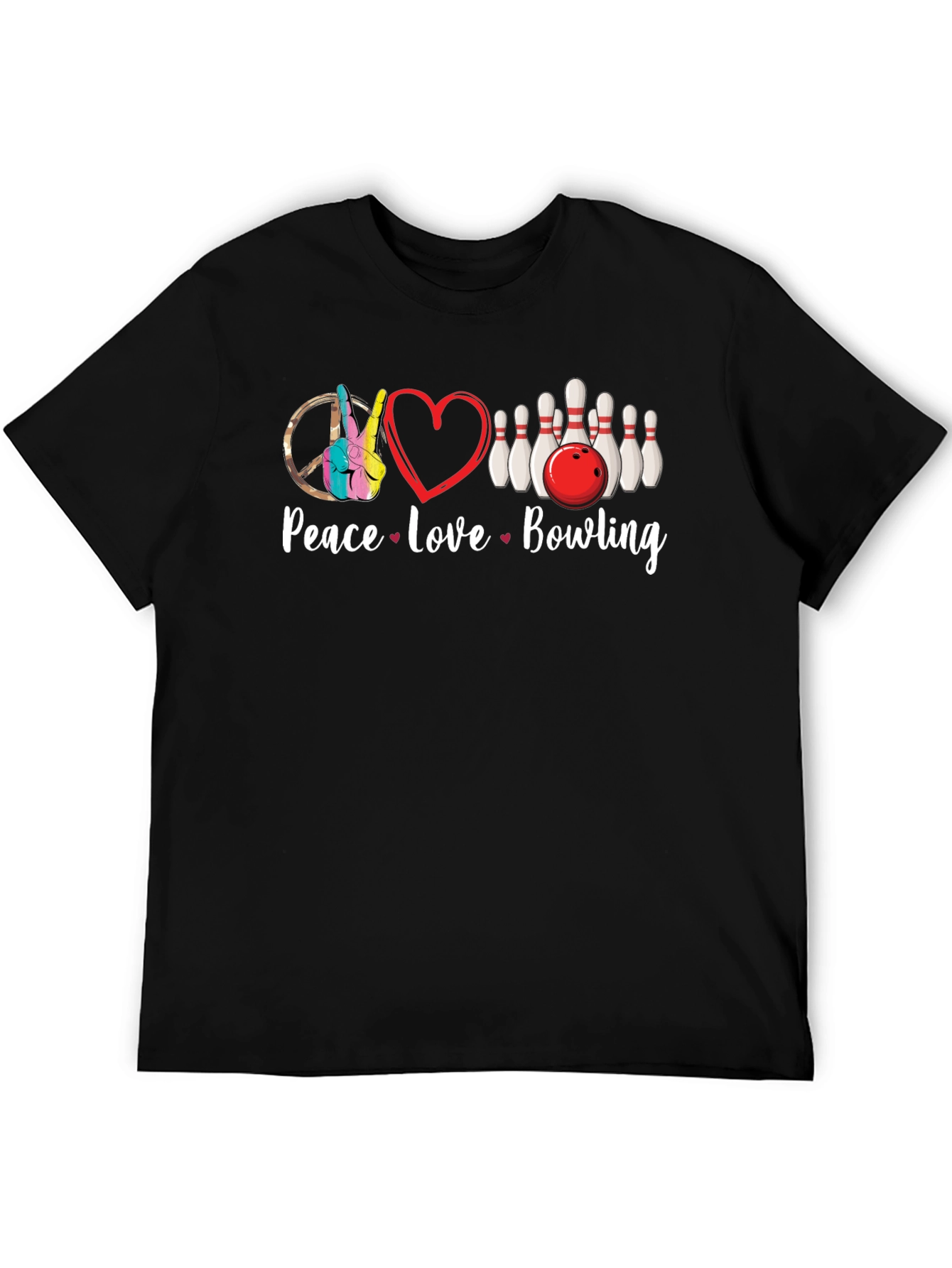 Peace Love Bowling Graphic T-Shirt