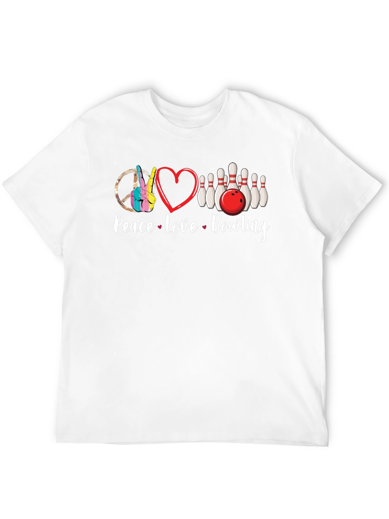Peace Love Bowling Graphic T-Shirt