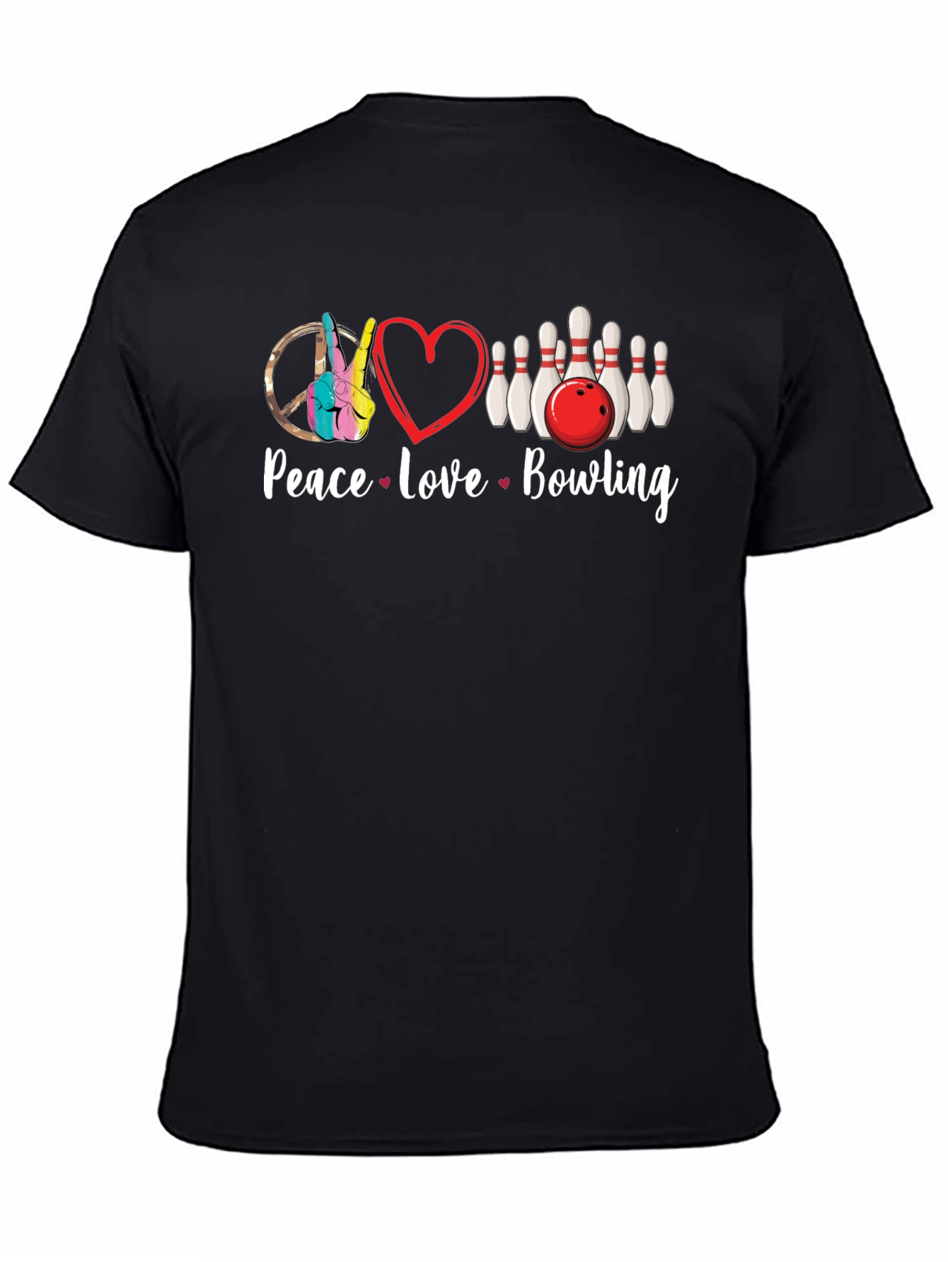 Peace Love Bowling Graphic T-Shirt