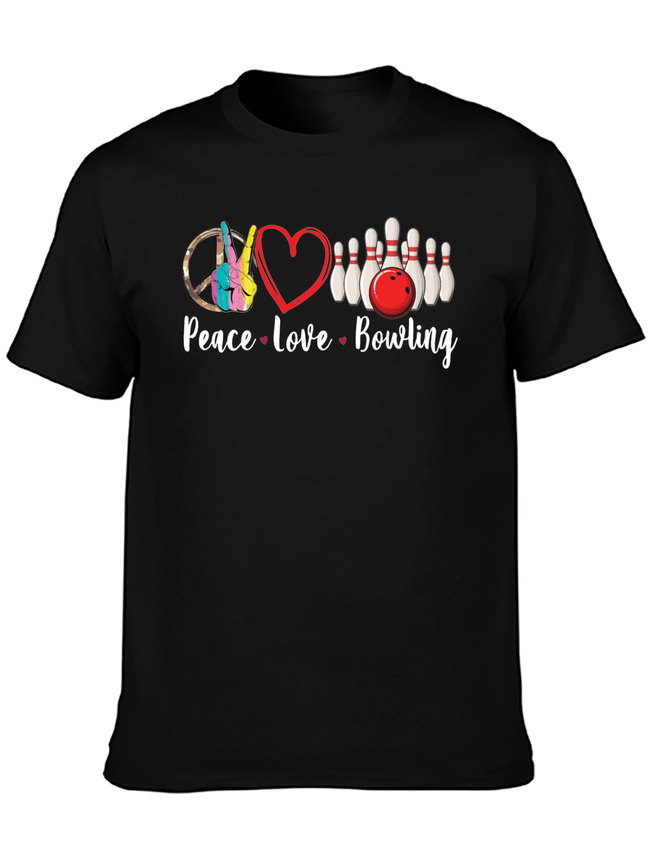 Peace Love Bowling Graphic T-Shirt