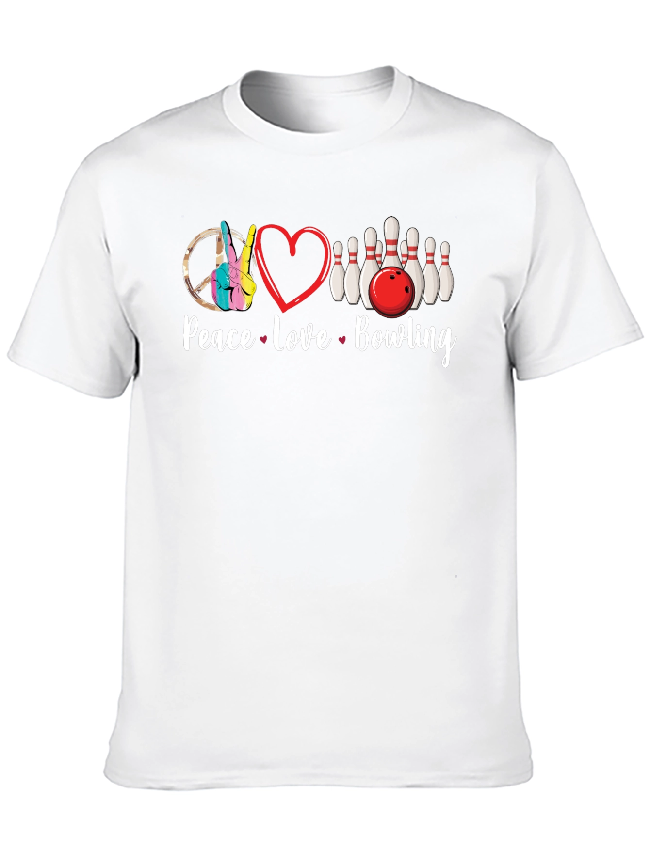 Peace Love Bowling Graphic T-Shirt