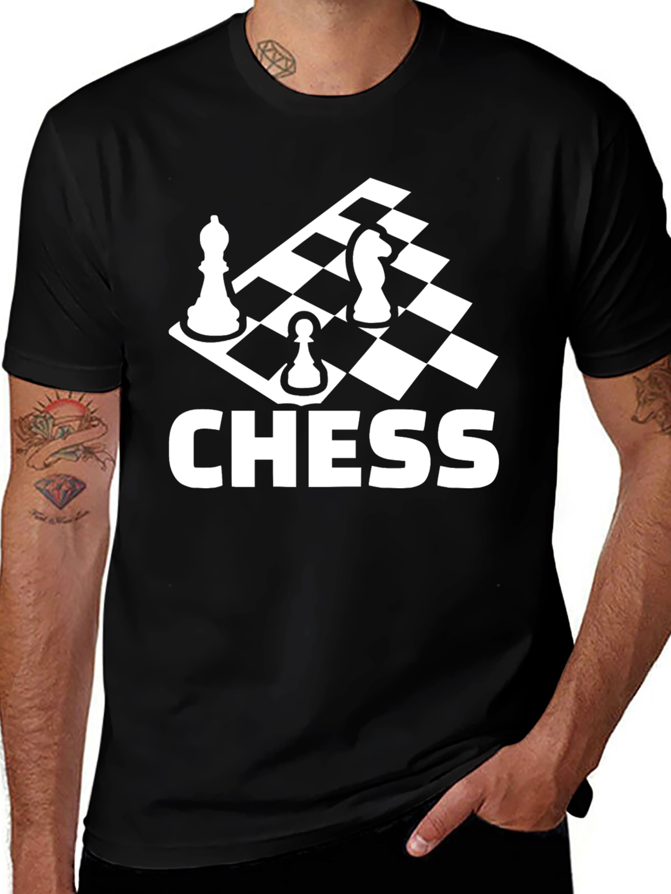 Chess Graphic T-Shirt - Black Cotton Tee