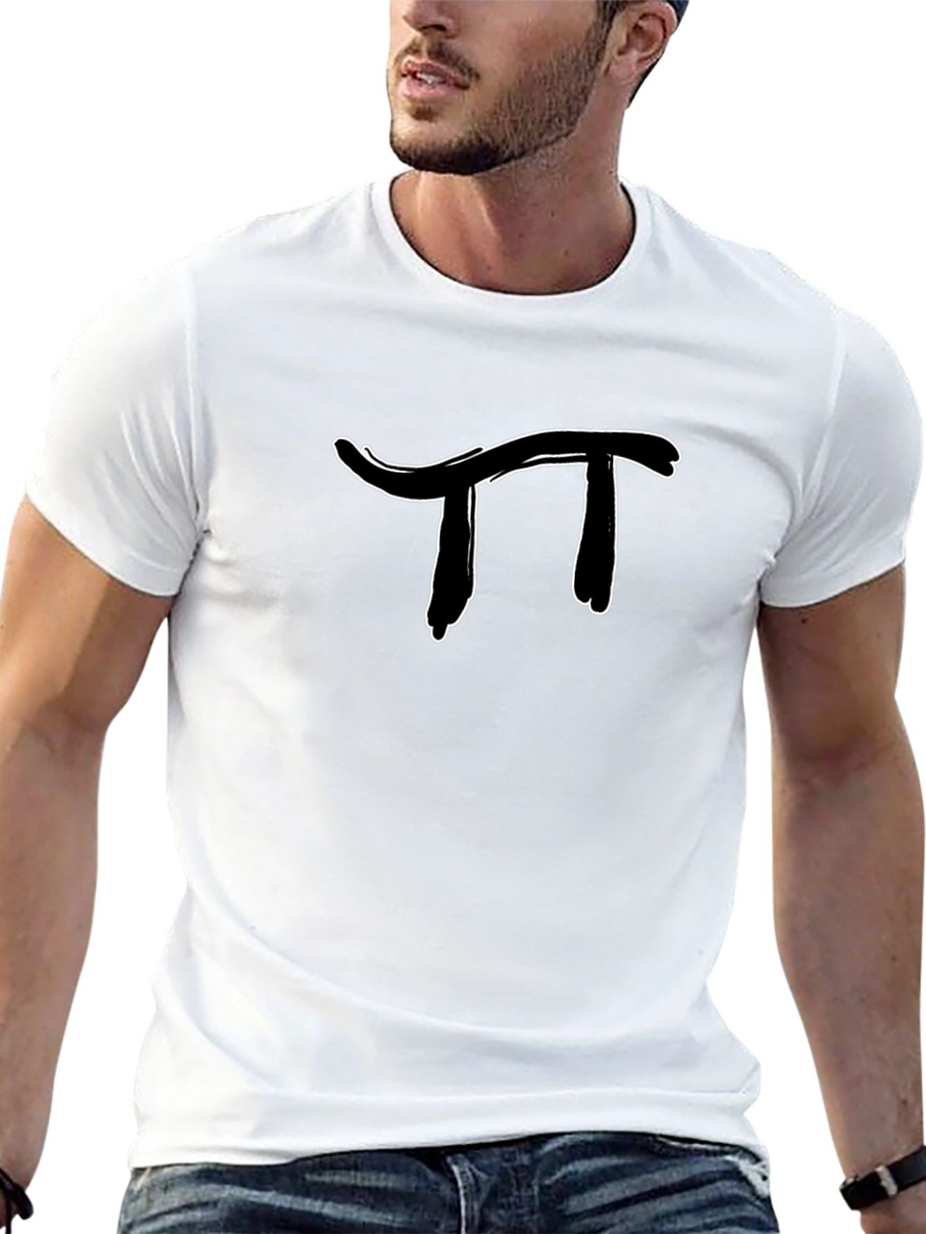 Pi Symbol Graphic T-Shirt - Black Cotton Tee