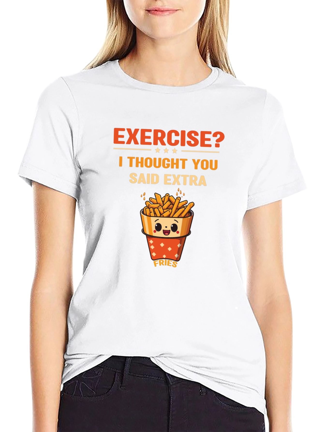 Exercise? Extra Fries Graphic T-Shirt