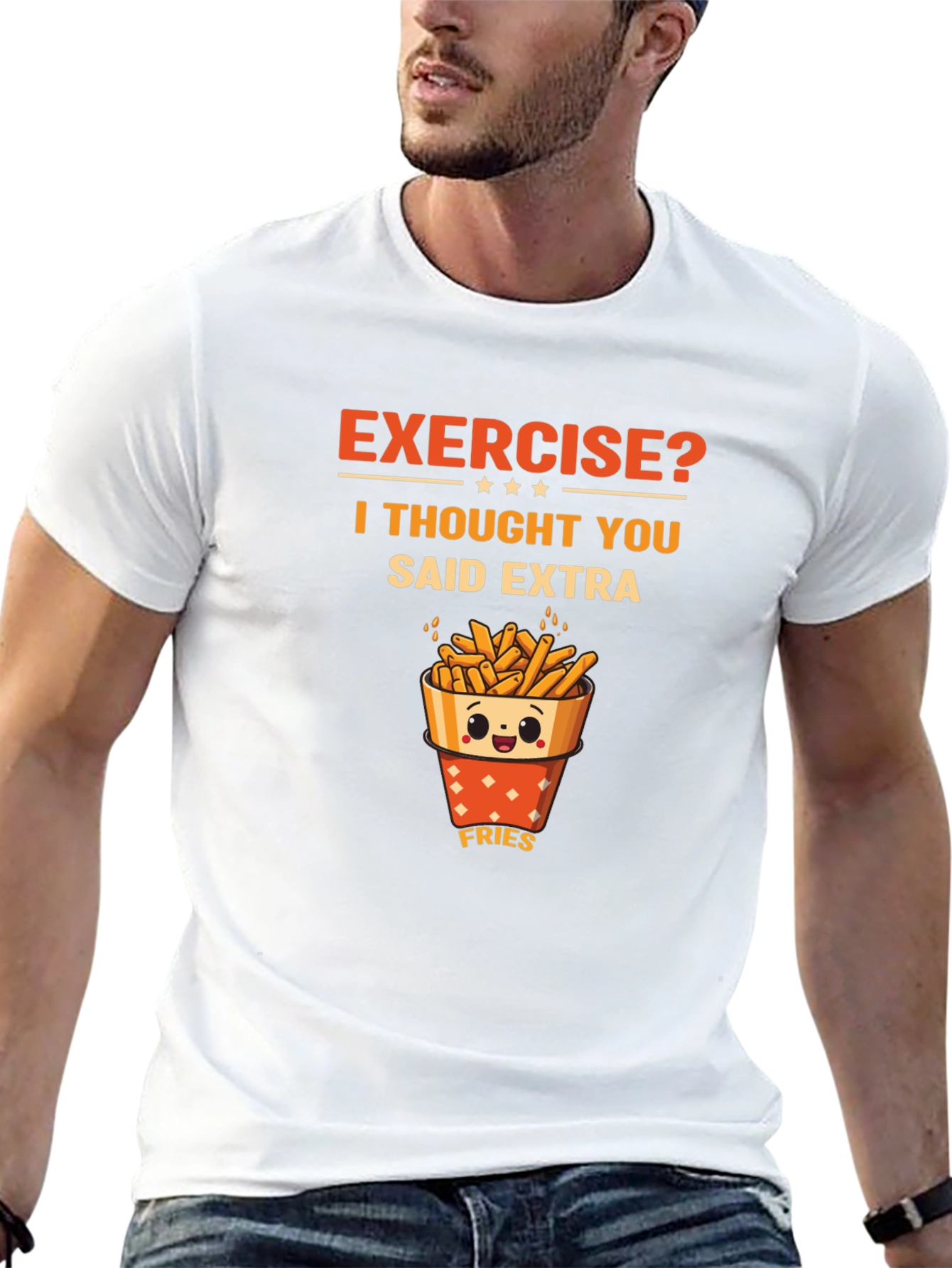 Exercise? Extra Fries Graphic T-Shirt